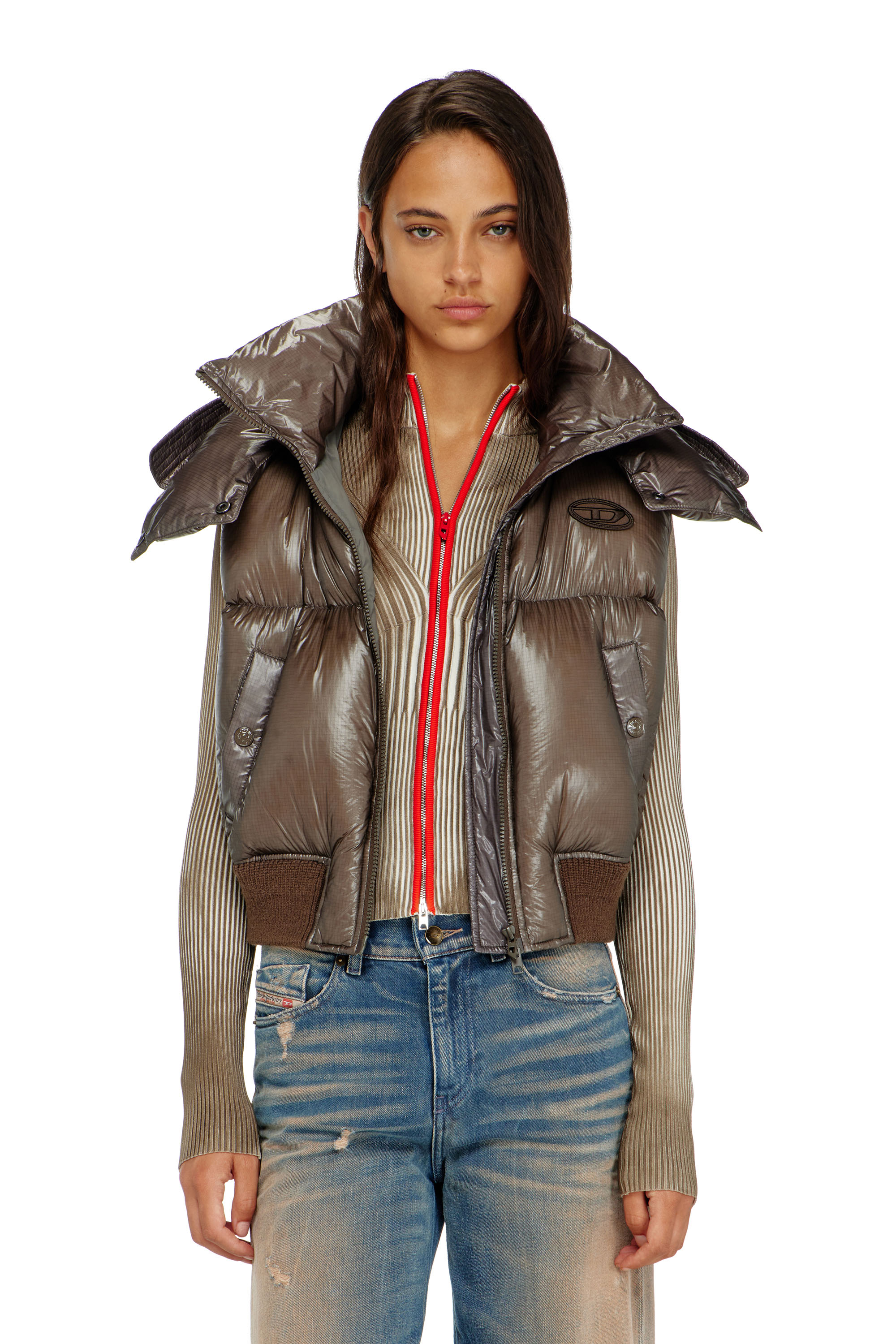 Diesel - W-PEYT-SSL-NEW-T1, Doudoune sans manches en ripstop avec capuche amovible Femme in ToBeDefined - 2