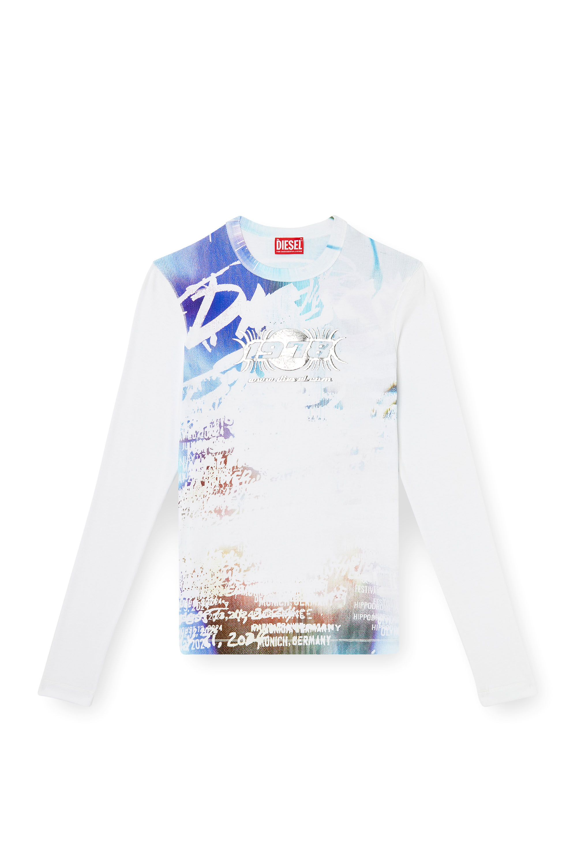 Diesel - T-RIBBER-LS-T3, Man's Long-sleeve T-shirt with graffiti print in White - 3