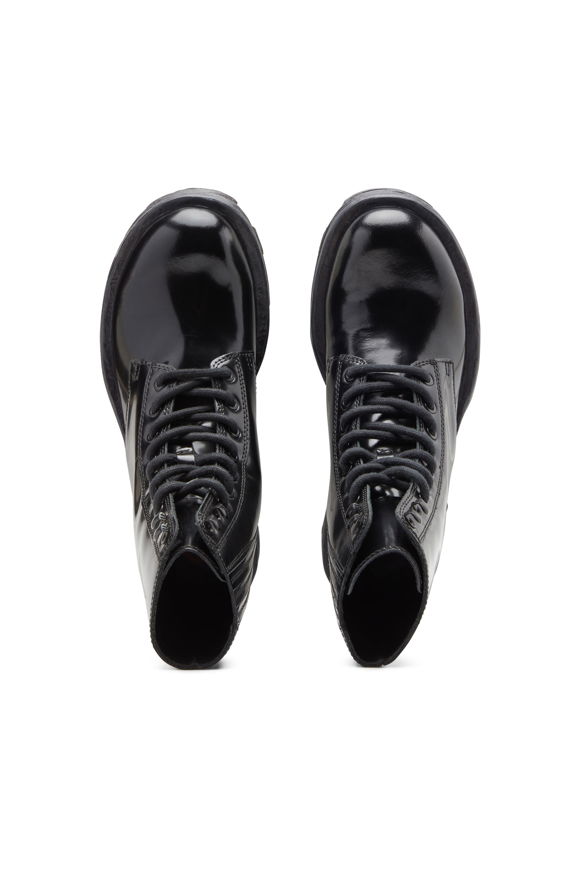 Diesel - D-HAMMER BT W, Woman's D-Hammer-Combat boots in glossed leather in Black - 4