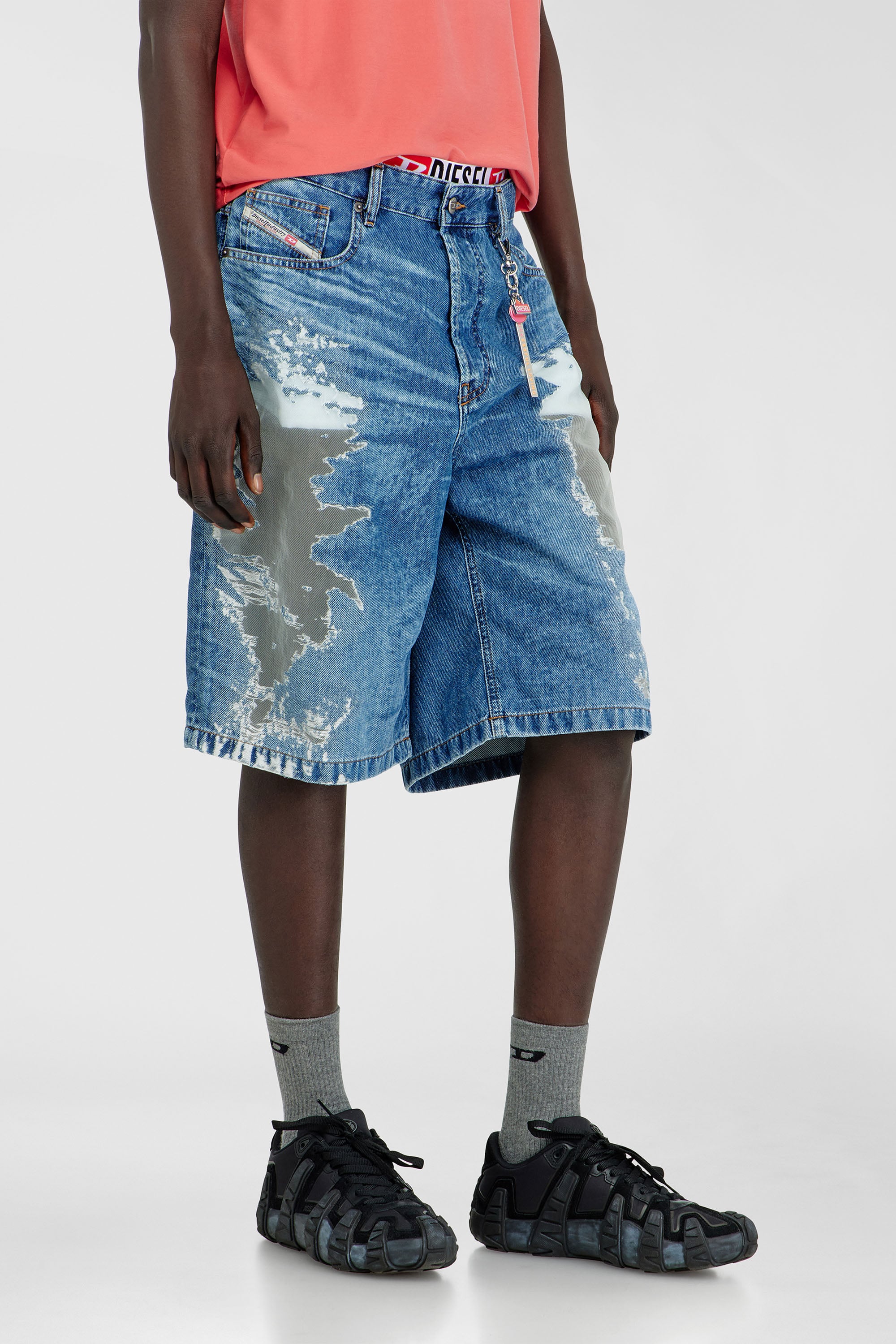 Diesel - PR-DE-SIRE-SHORT, Shorts de denim devor&eacute; Unisex in Azul marino - 7