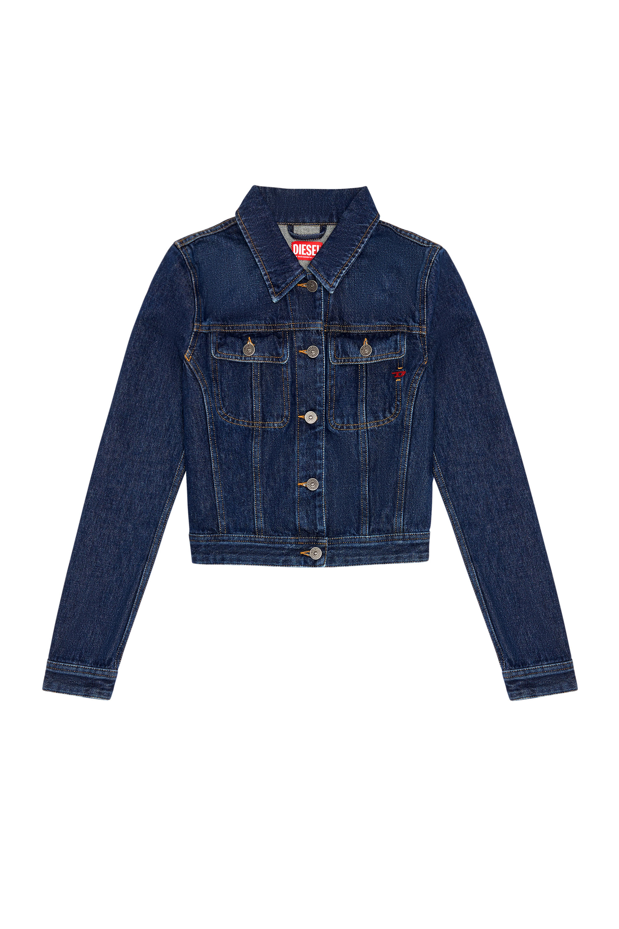 Diesel - DE-SLIMMY TRUCKER JACKET, Woman's Slim-fit trucker jacket in Dark Blue - 2