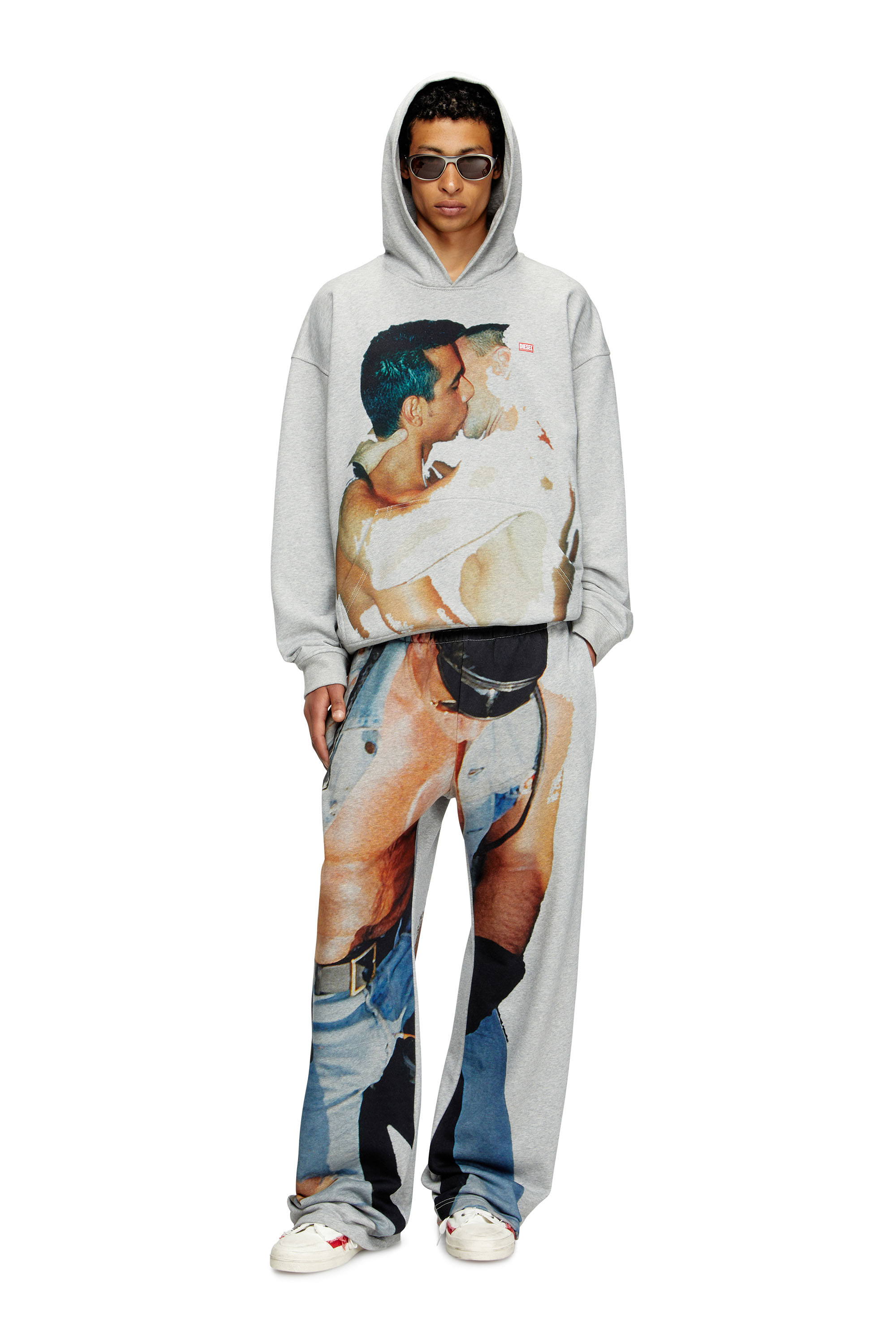 Diesel - PR-S-BOXT-HOOD-TOM25, Sweat-shirt à capuche avec imprimé graphique Mixte in Gris - 1