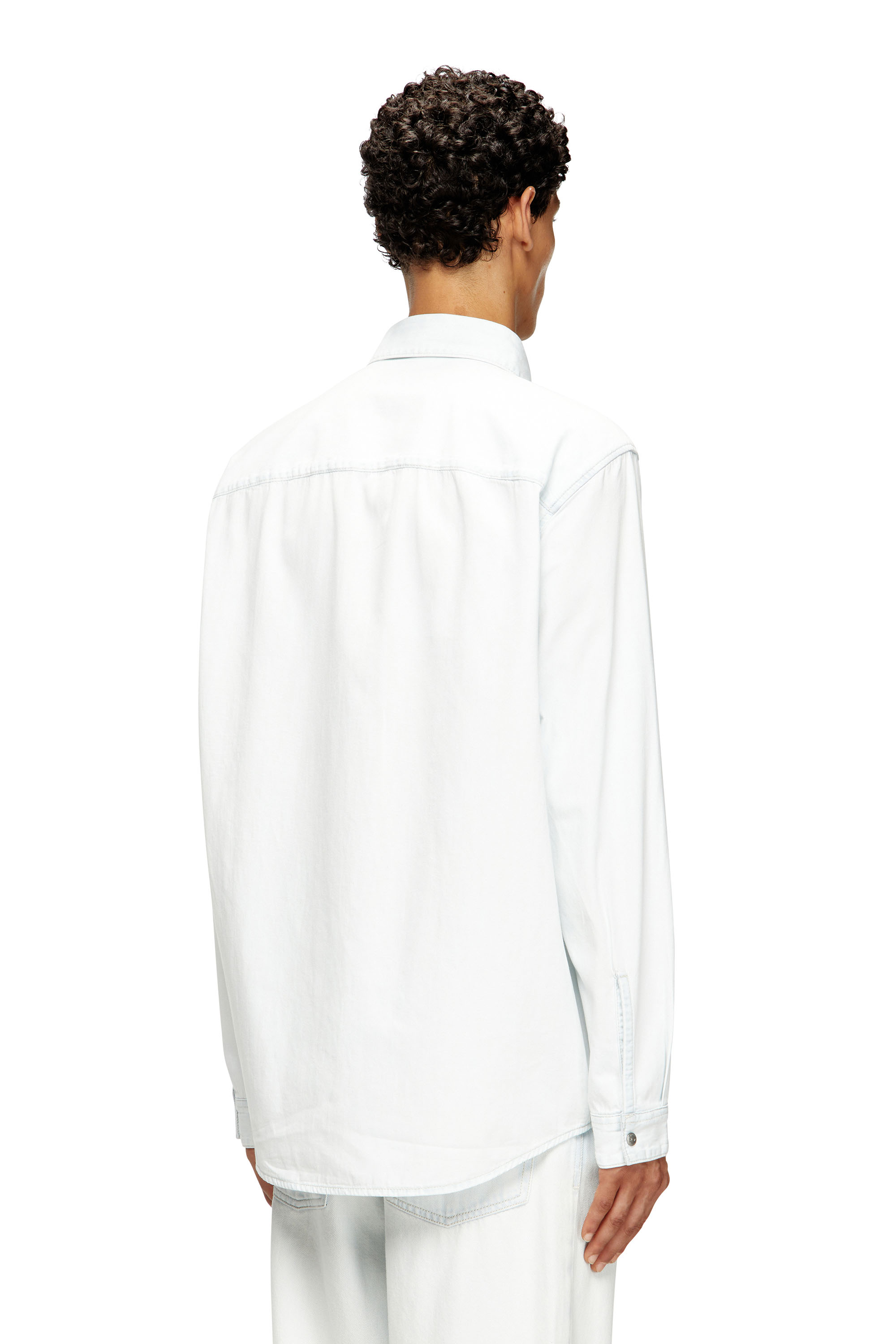 Diesel - D-SIMPLY, Male's Shirt in bleach-effect denim in Light Blue - 4