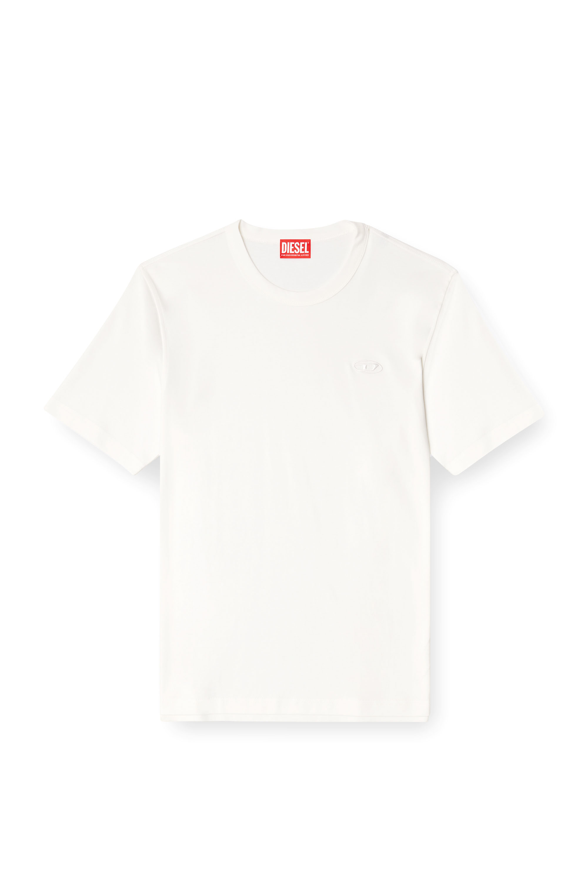 Diesel - T-ADJUST-SLITS-R17, T-shirt avec broderie à logo ton sur ton Homme in Blanc - 2
