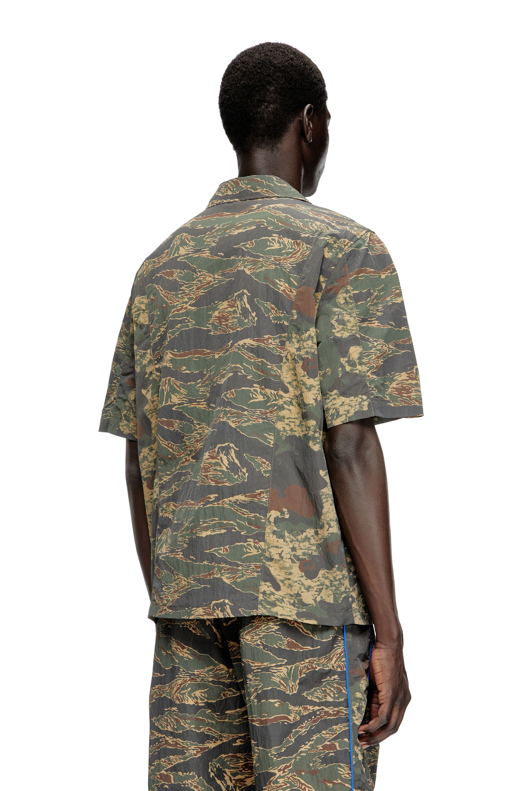 Diesel - S-BRACK-EPBW, Male's Shirt with mixed camo prints in Military Green - 4