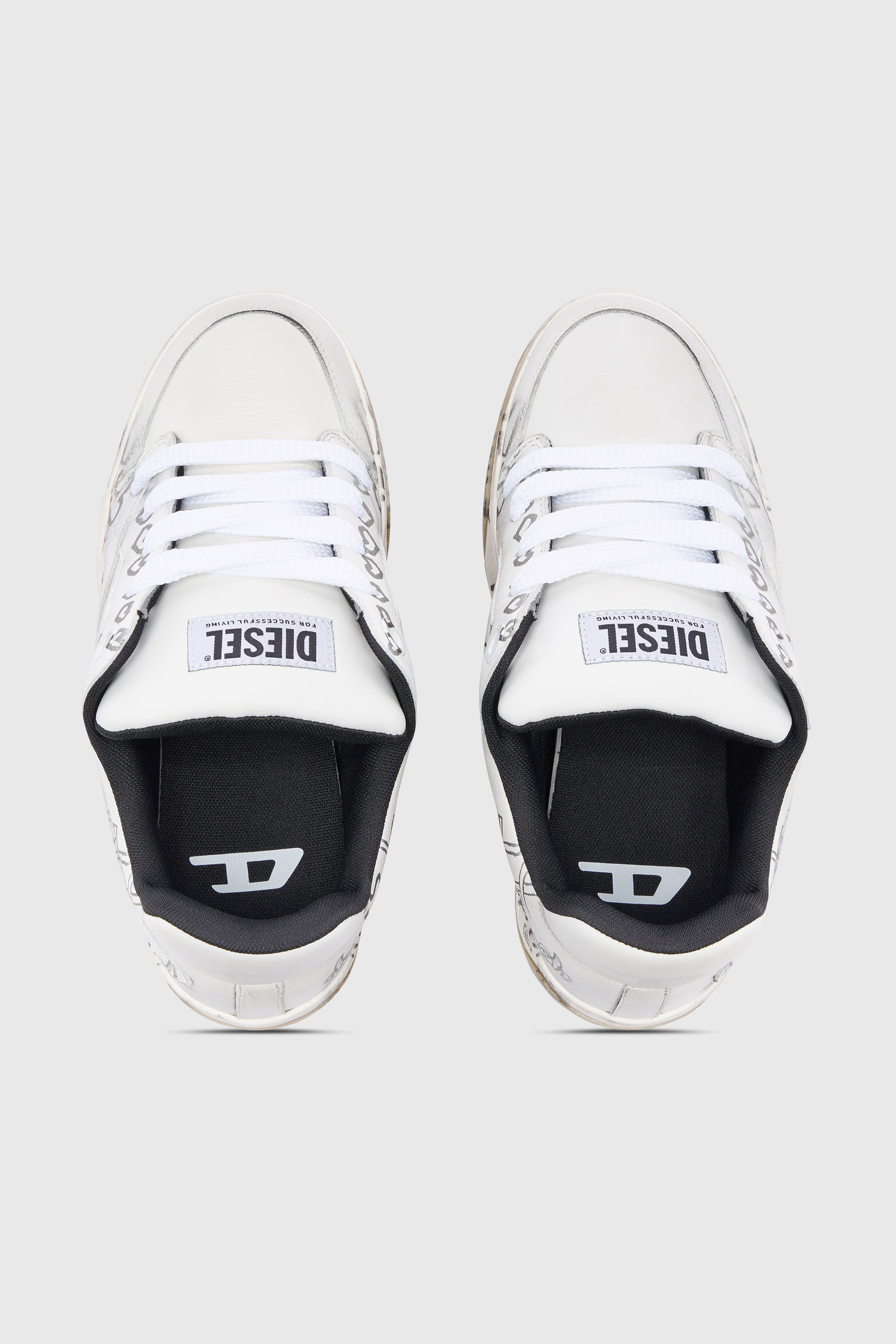 Women's D-Ollie-Leather sneakers with graffiti print | White