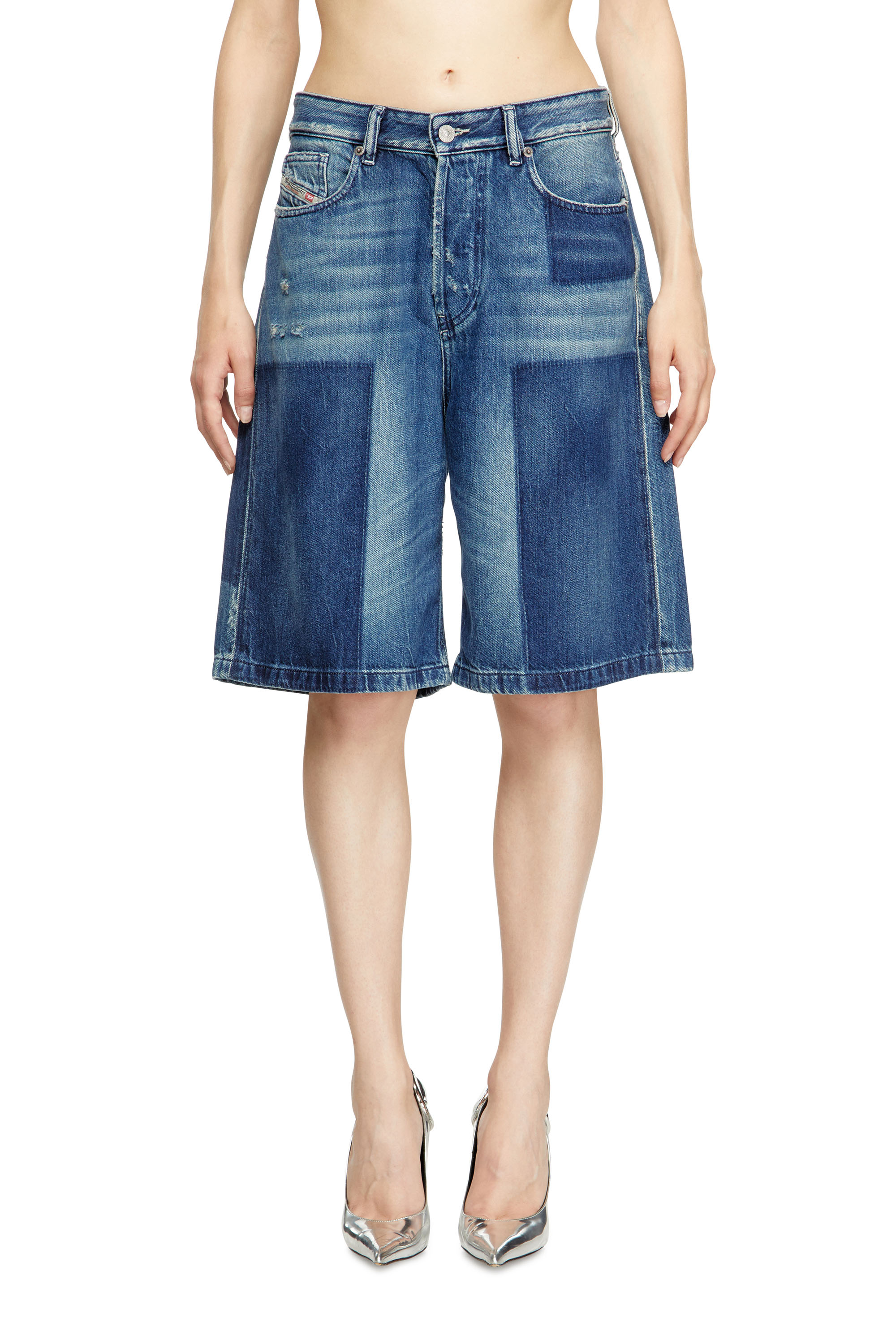 Diesel - DE-SIRE-SHORT, Female's Shorts in contrast-effect denim in Medium Blue - 2