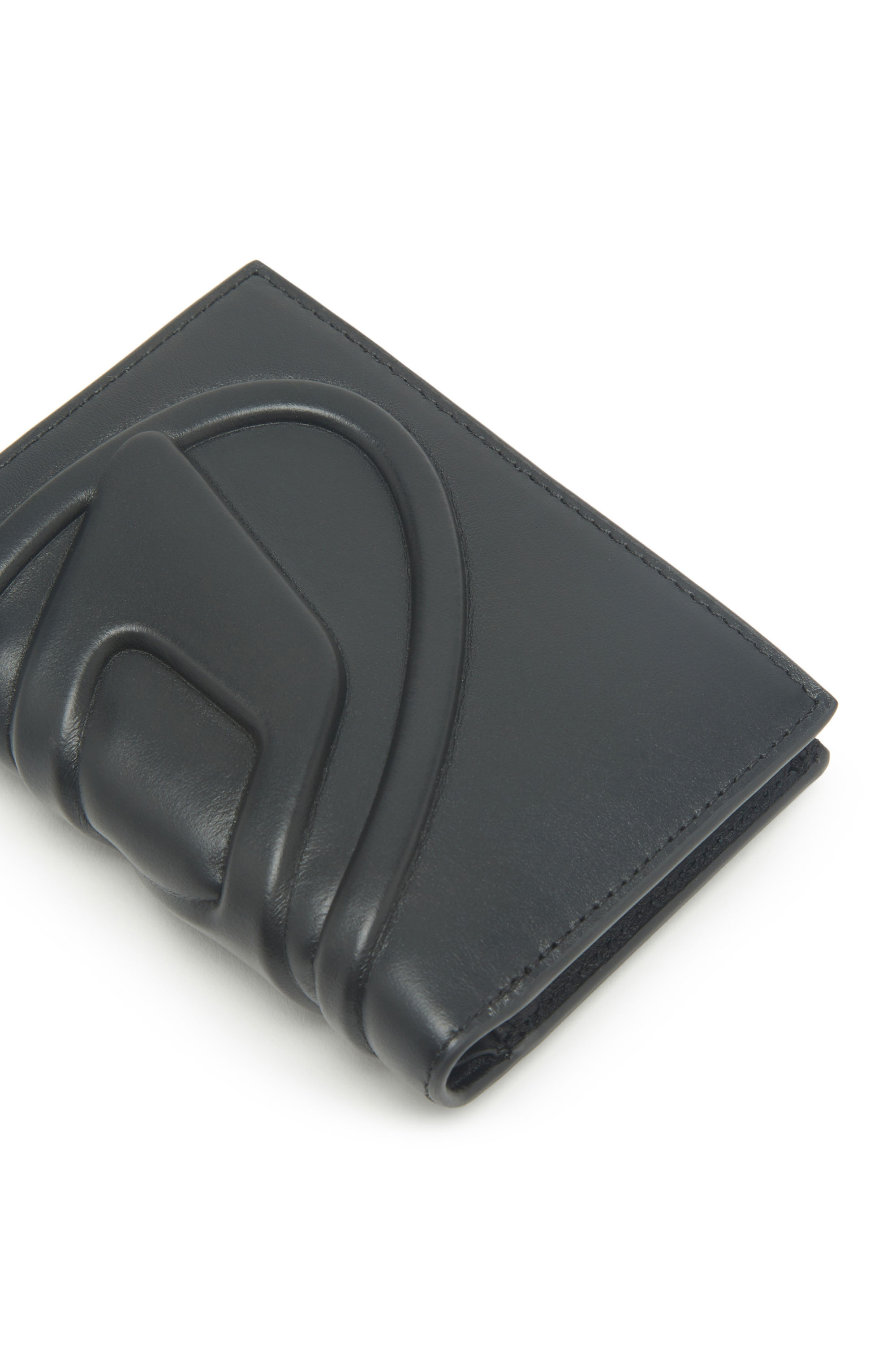 Women's Small leather wallet with embossed logo | Black | Diesel