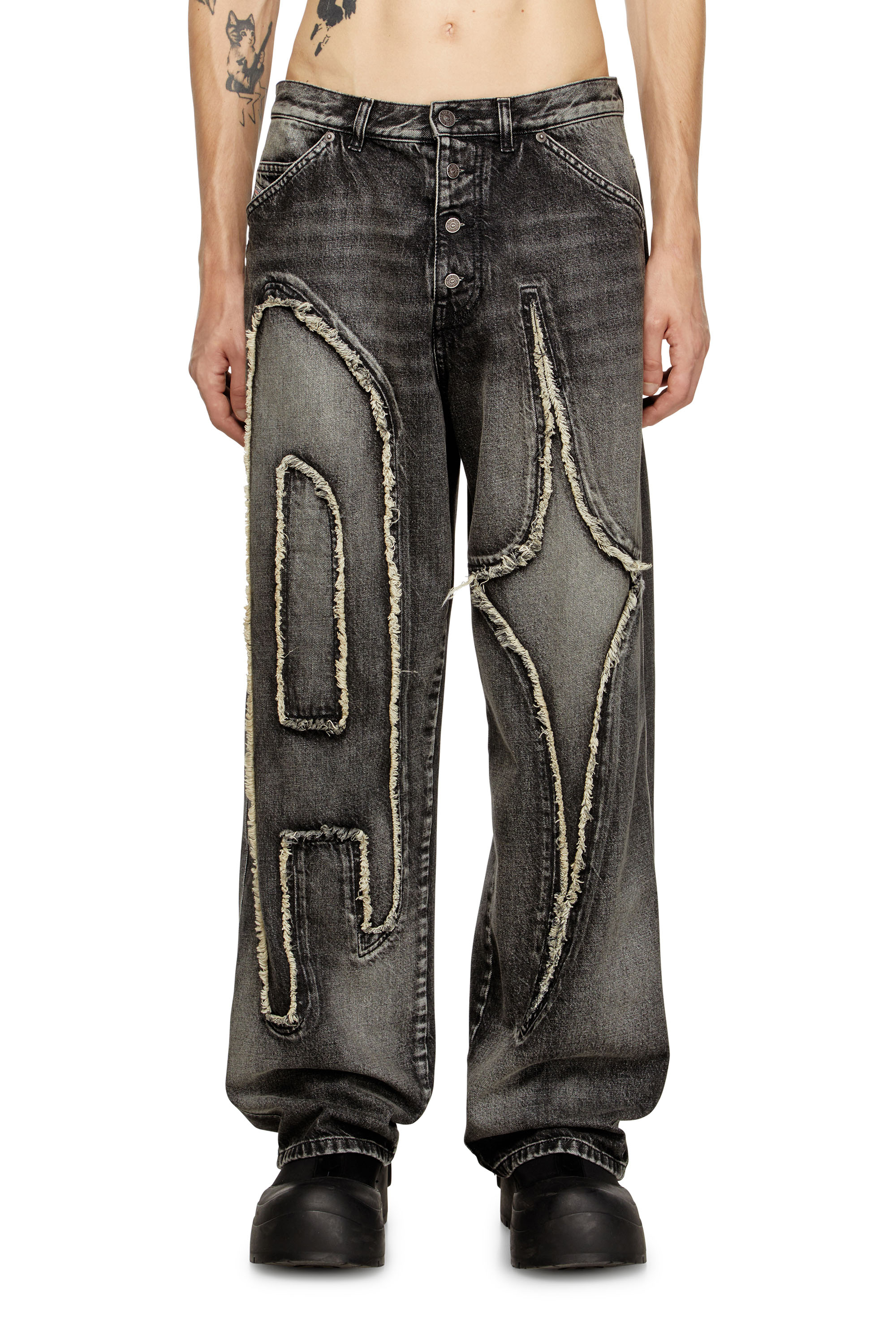 Diesel - Straight Jeans D-ThugClub 0BEBT Mixte, Noir/Gris foncé - Image 2