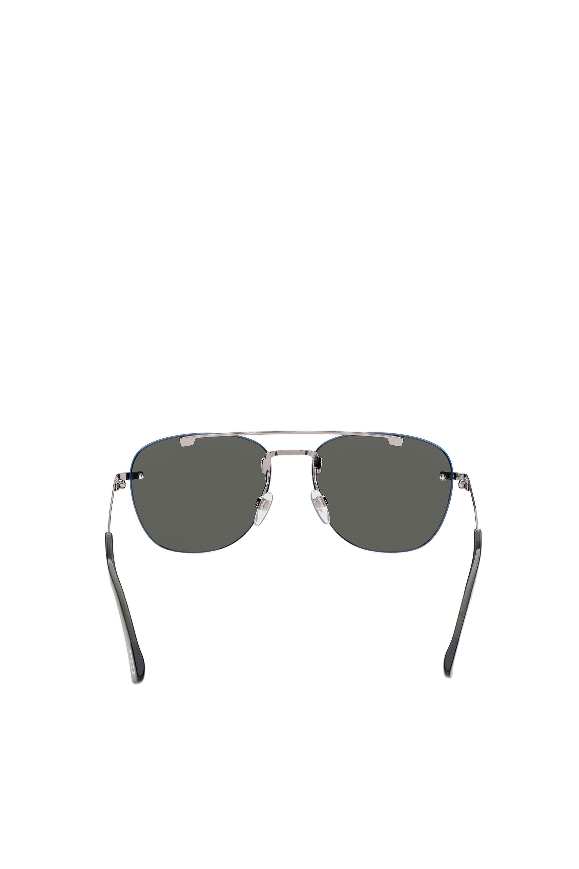 Diesel - DL0350, Man's Lightweight squared metal sunglasses with a double bridge in Grey/Blue - 3