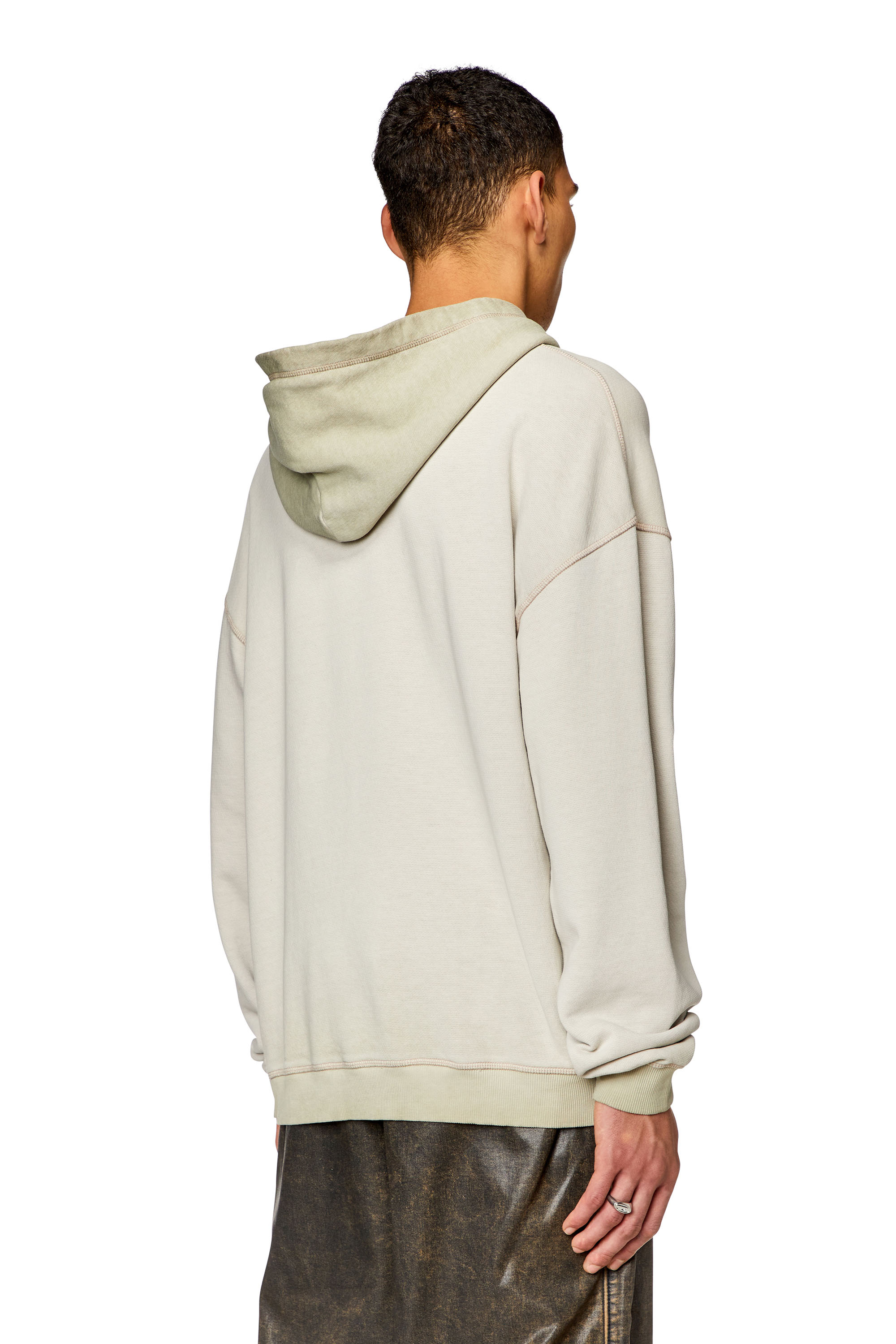 Diesel - S-BOXT-HOOD-N10, Man's Faded hoodie with heart print in Beige - 4