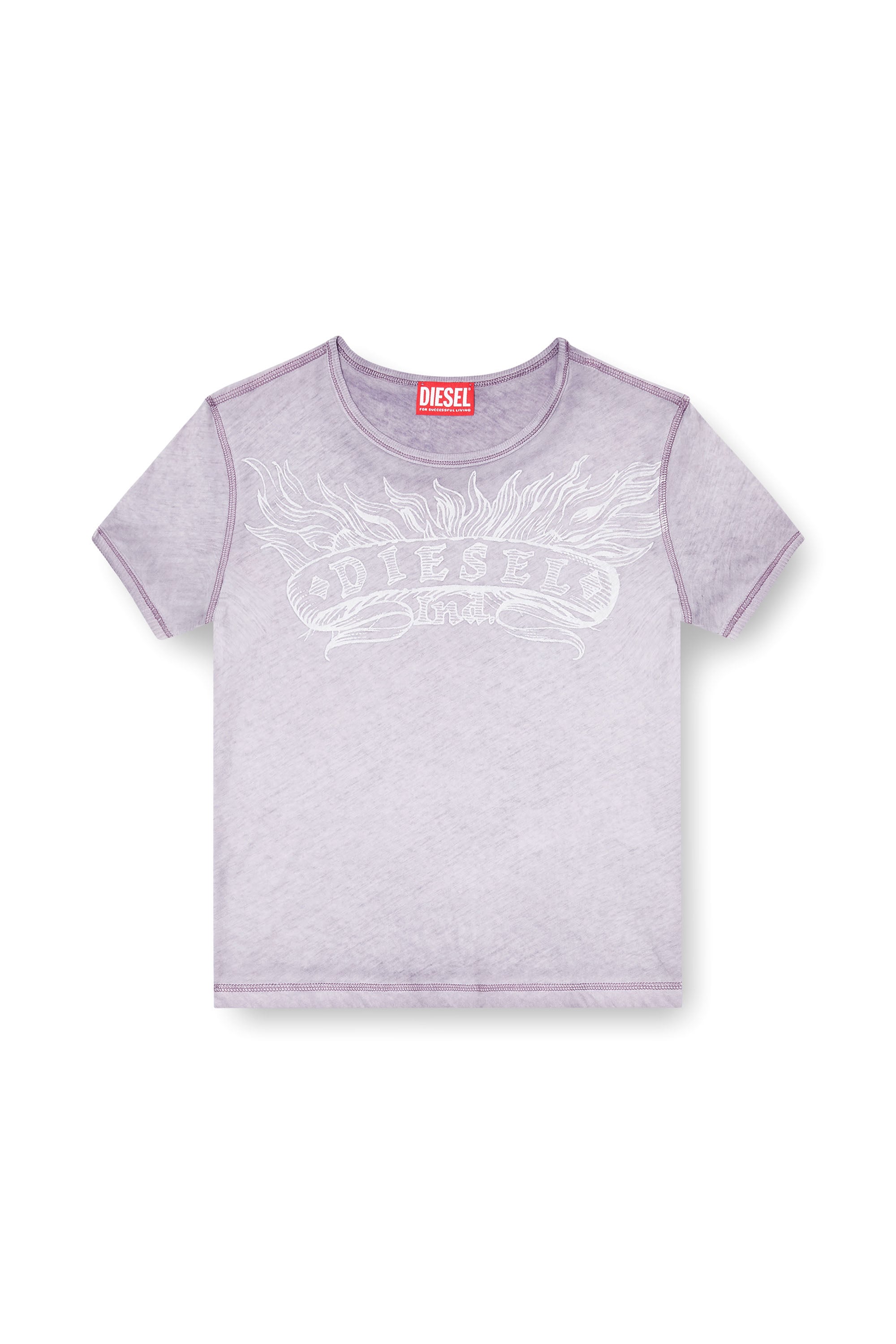 Diesel - T-UNCUTIES-LONG-AA2, Woman's Slim T-shirt with tonal logo print in Grey - 3
