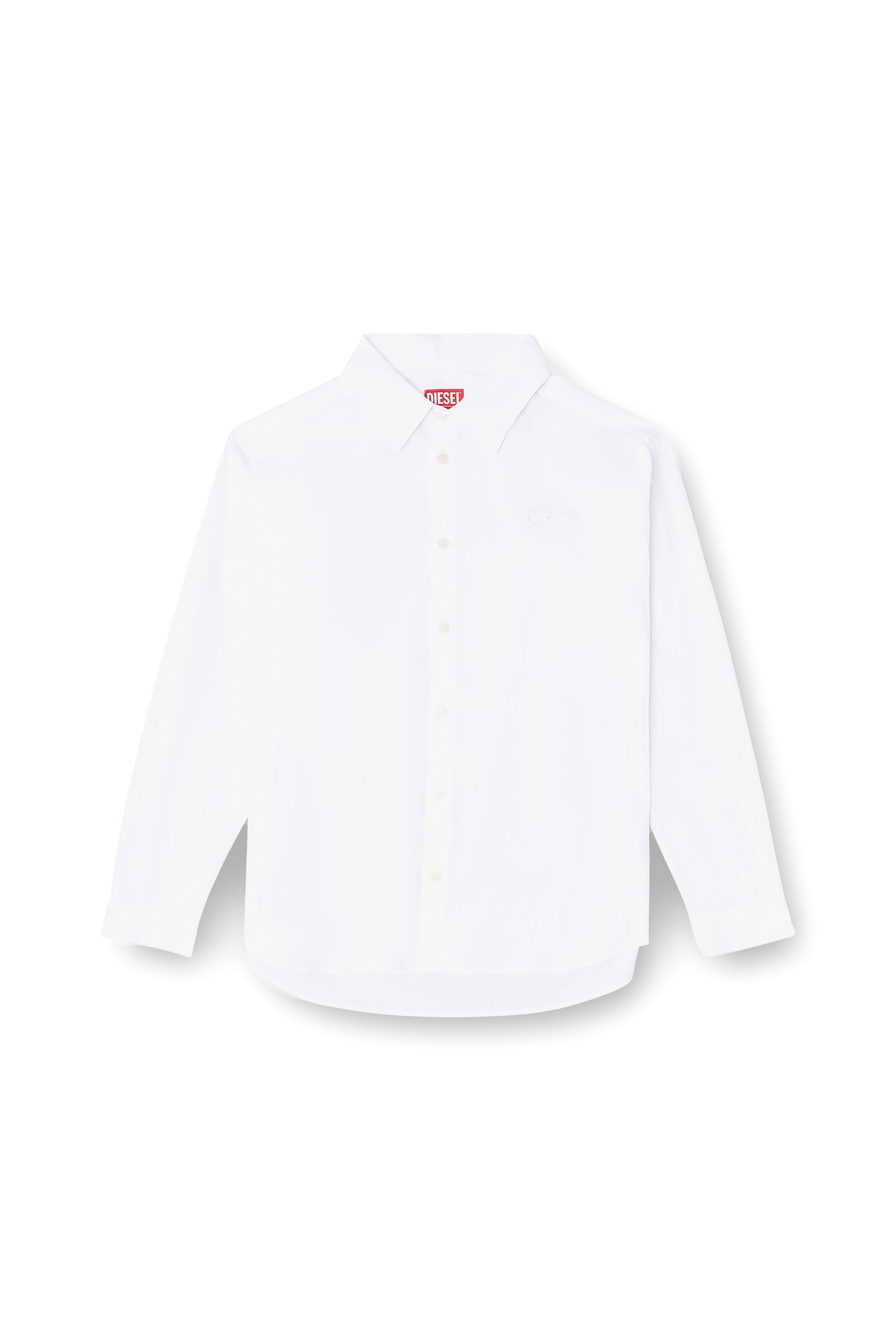 Diesel - S-SIMPLY-GSBH, Camisa de popelina el&aacute;stica con bordado Hombre in Blanco - 3