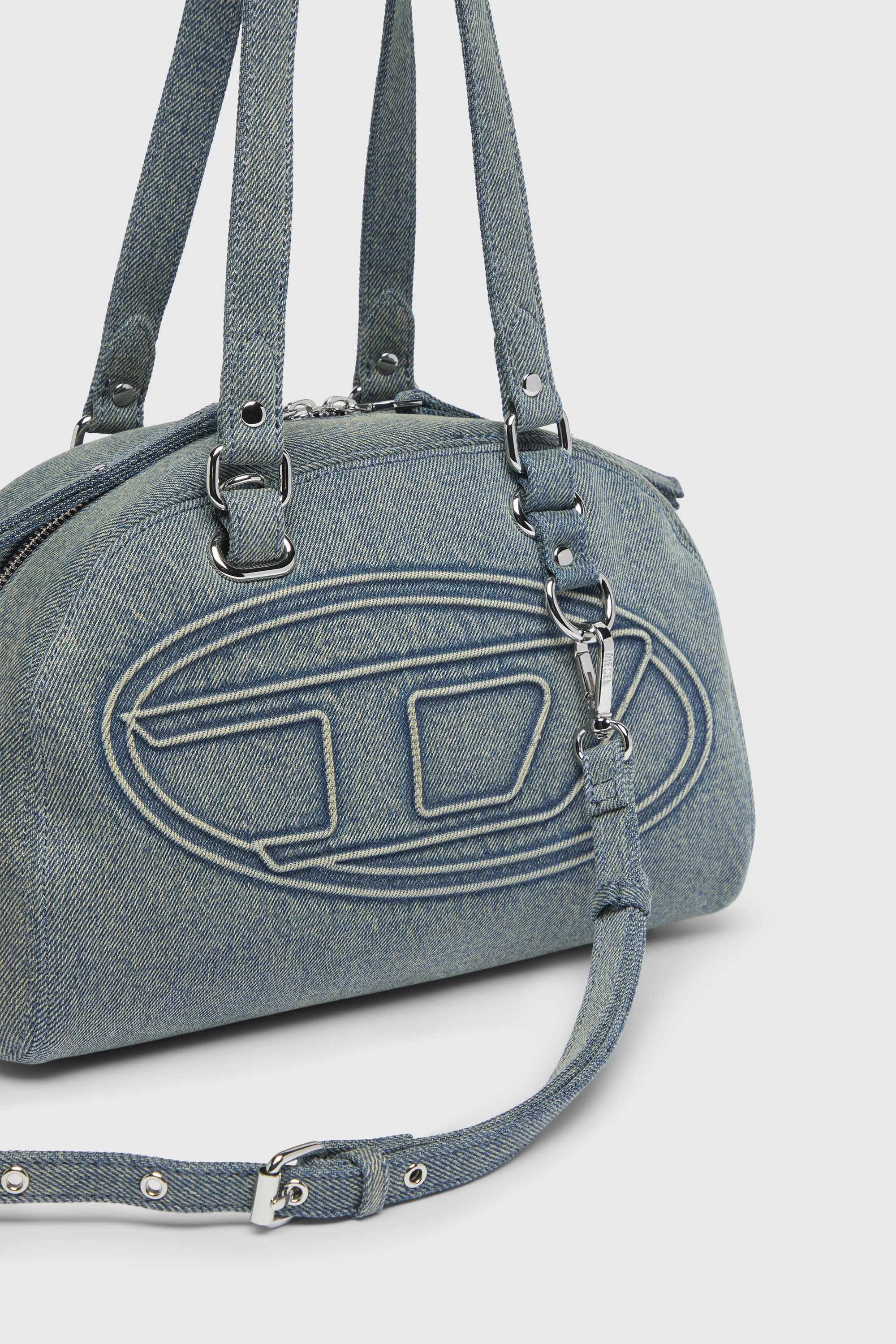 Women's 1DR Dome-Shoulder bag in denim with Oval D logo | Blue