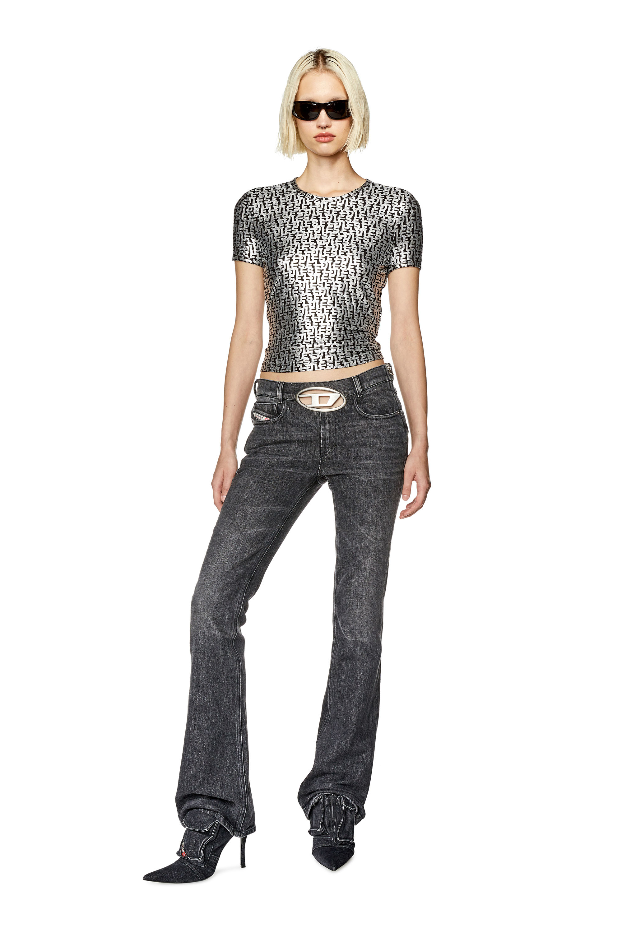Women's T-shirt with foil monogram print | Multicolor | Diesel