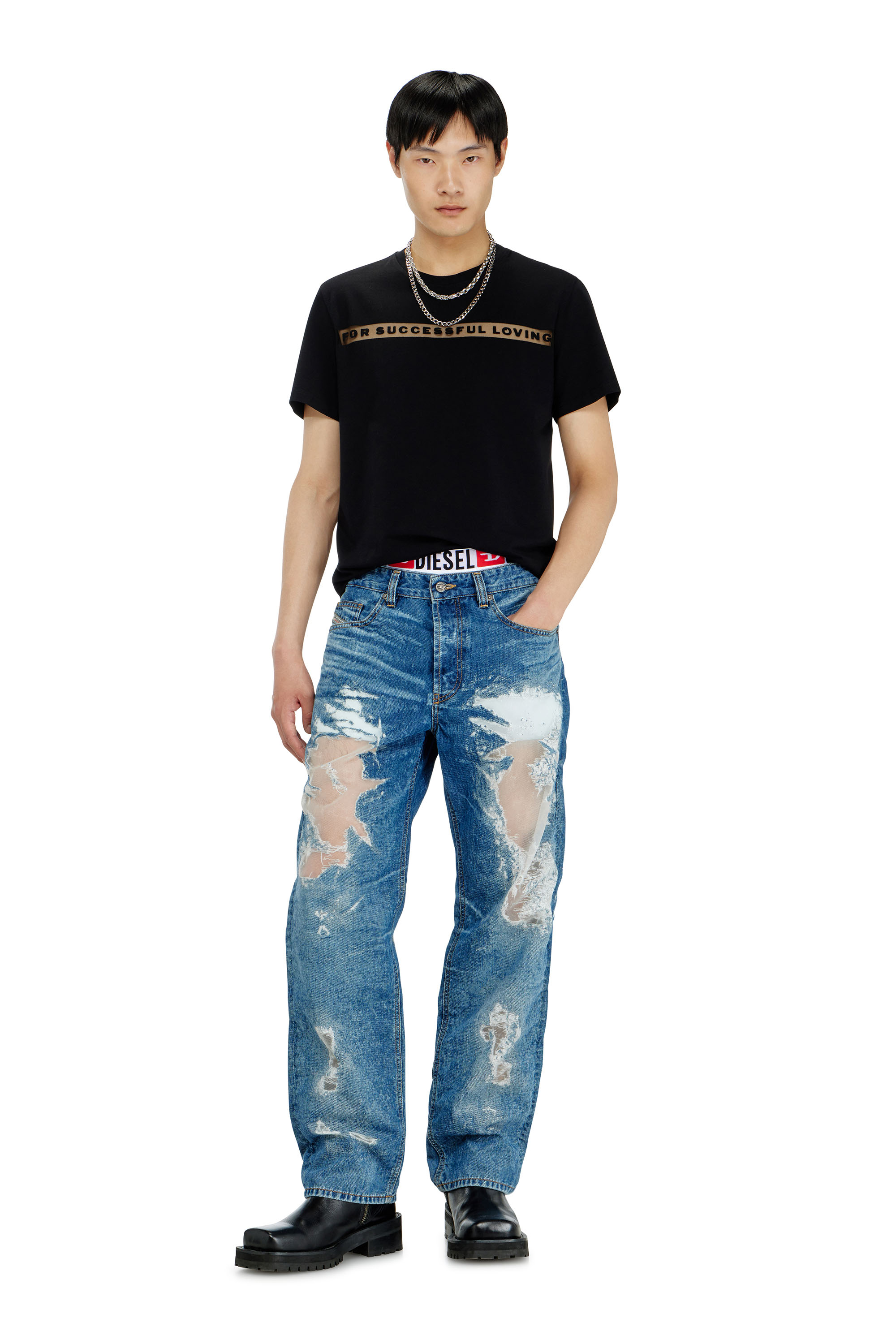Diesel - PR-T-NOTS-CHI-R, Unisex's T-shirt with For Successful Loving logo in Black - 1
