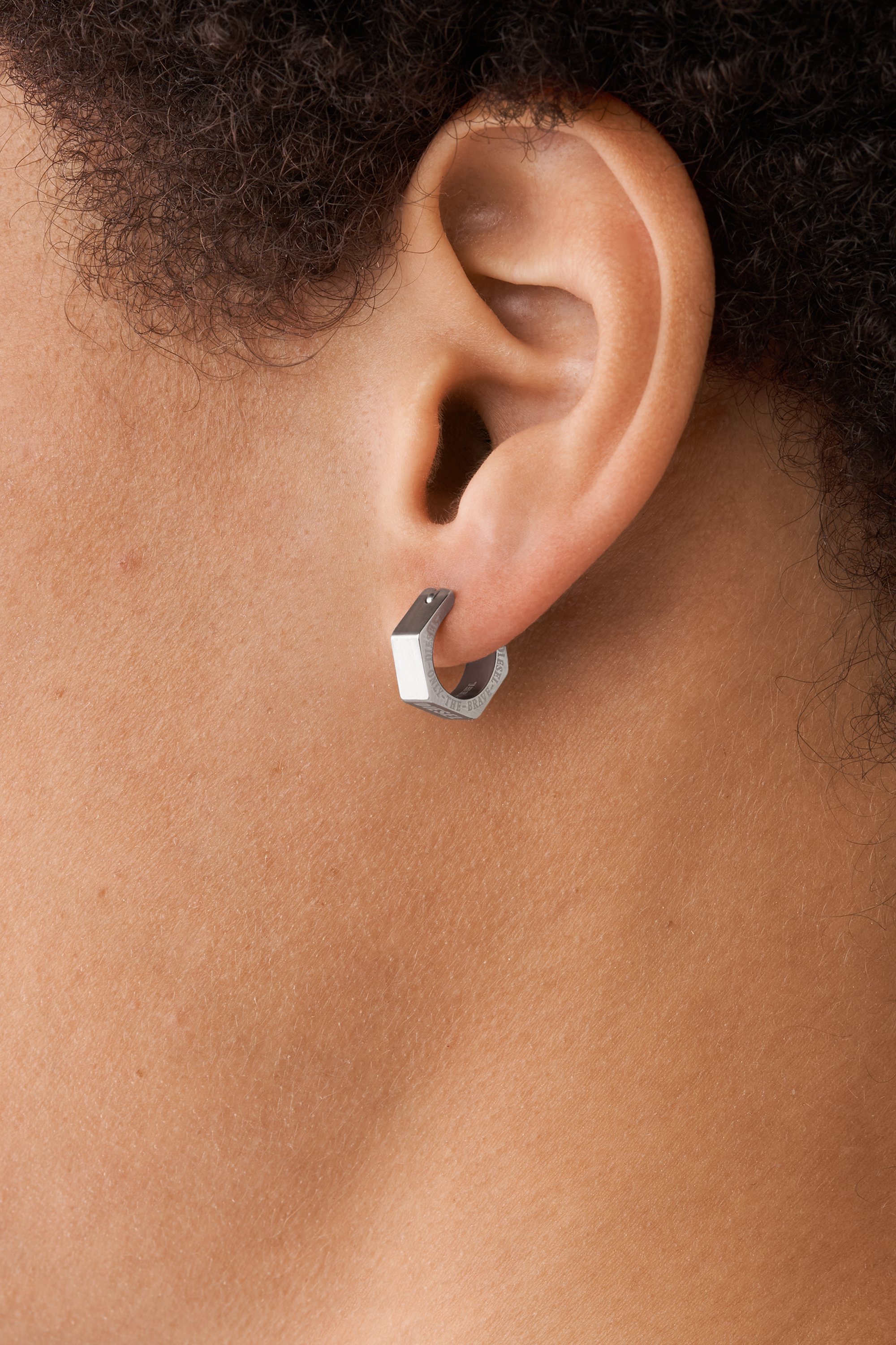 Diesel - DX1345, Unisex's Stainless steel single hoop earring in Silver - 3