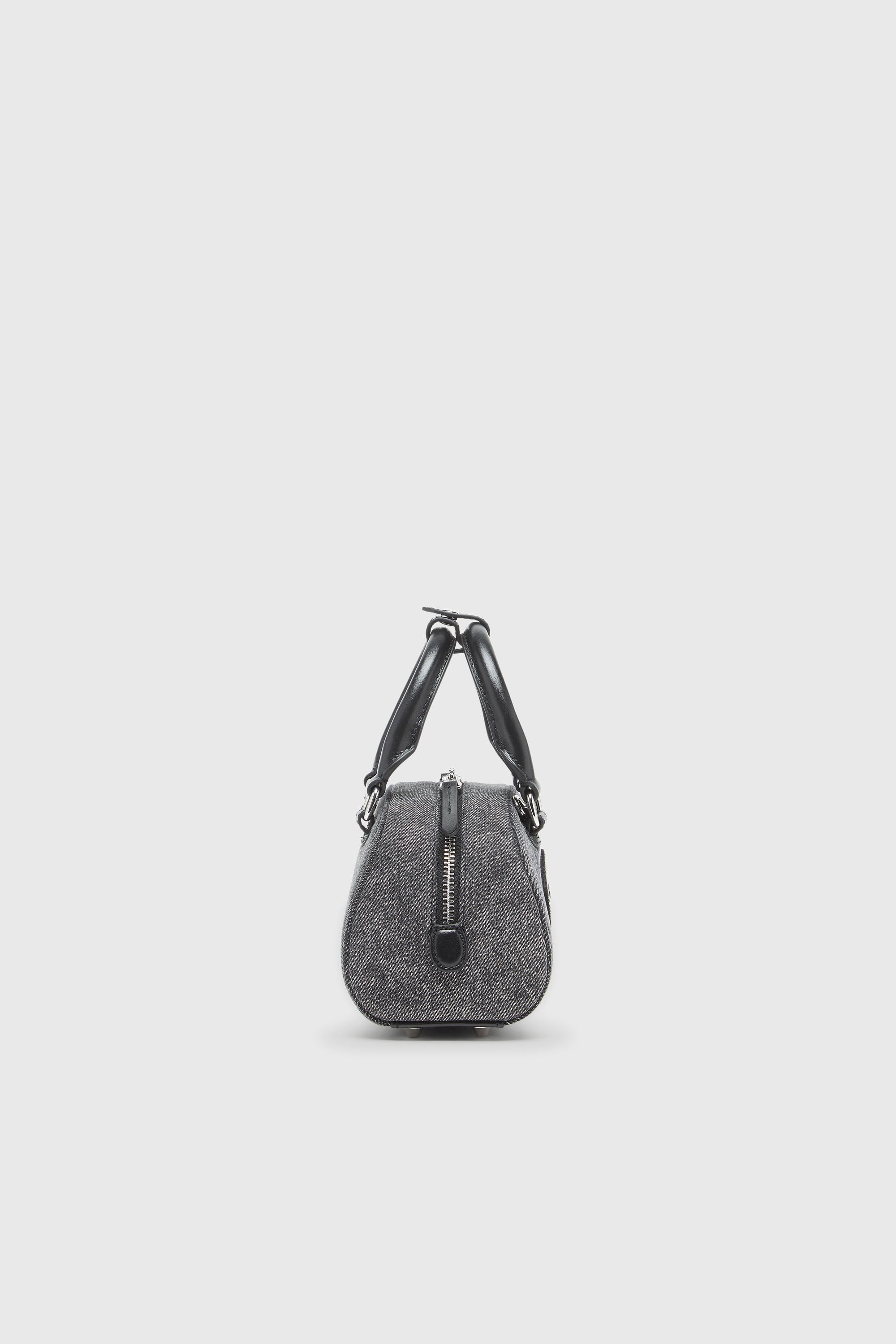 Diesel - 1DR DOME CROSSBODY, 1DR Dome-Peque&ntilde;o bolso tipo bowling en denim lavado Mujer in Gris - 5