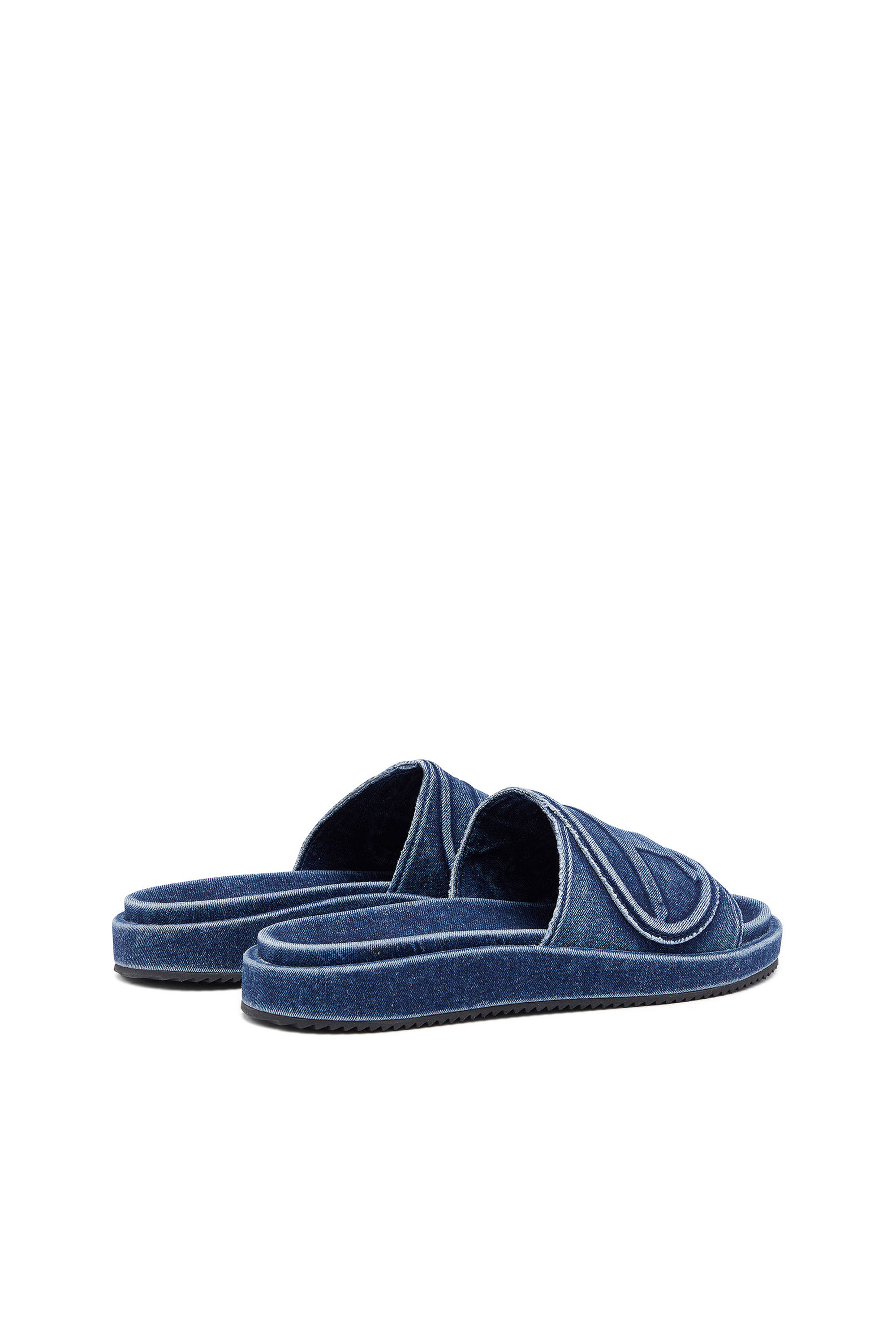 Diesel - SA-SLIDE D OVAL, Unisex's Sa-Slide D-Denim slides with embossed strap in Blue - 4