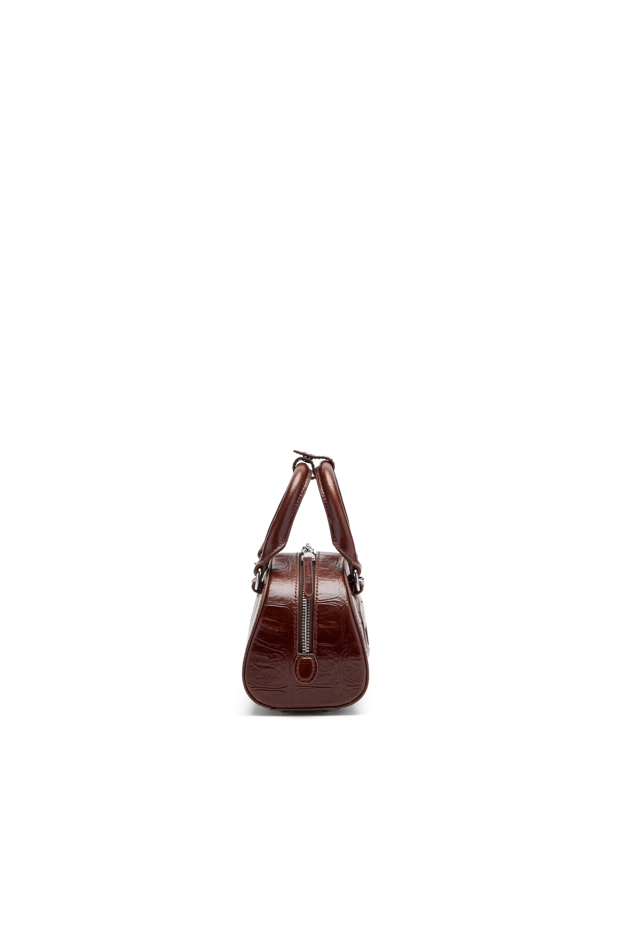Diesel - 1DR DOME CROSSBODY, Female's 1DR Dome-Mini bowling bag in croc-effect leather in Brown - 4