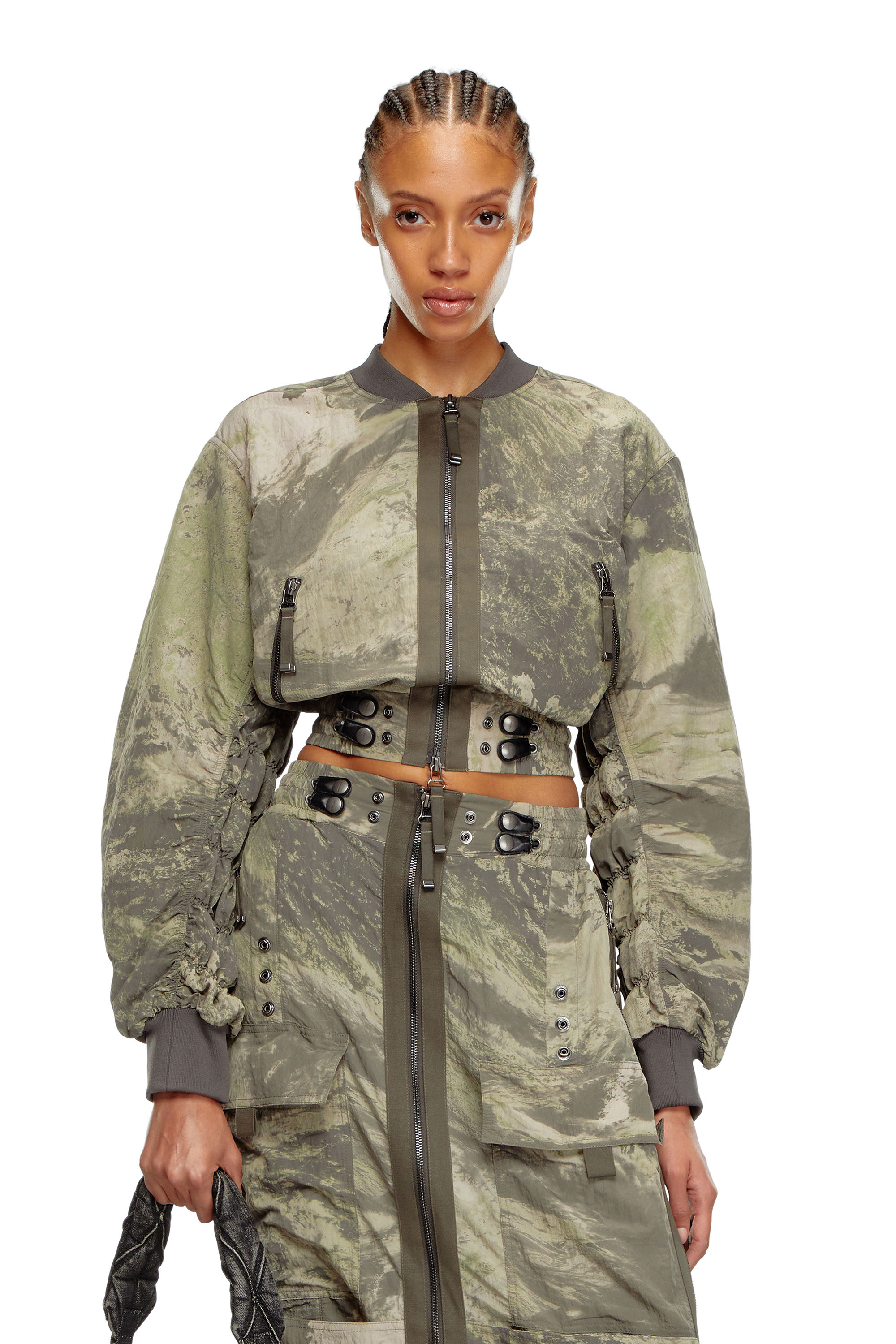 Women's Bomber jacket in light nylon | Green | Diesel {{Country}}
