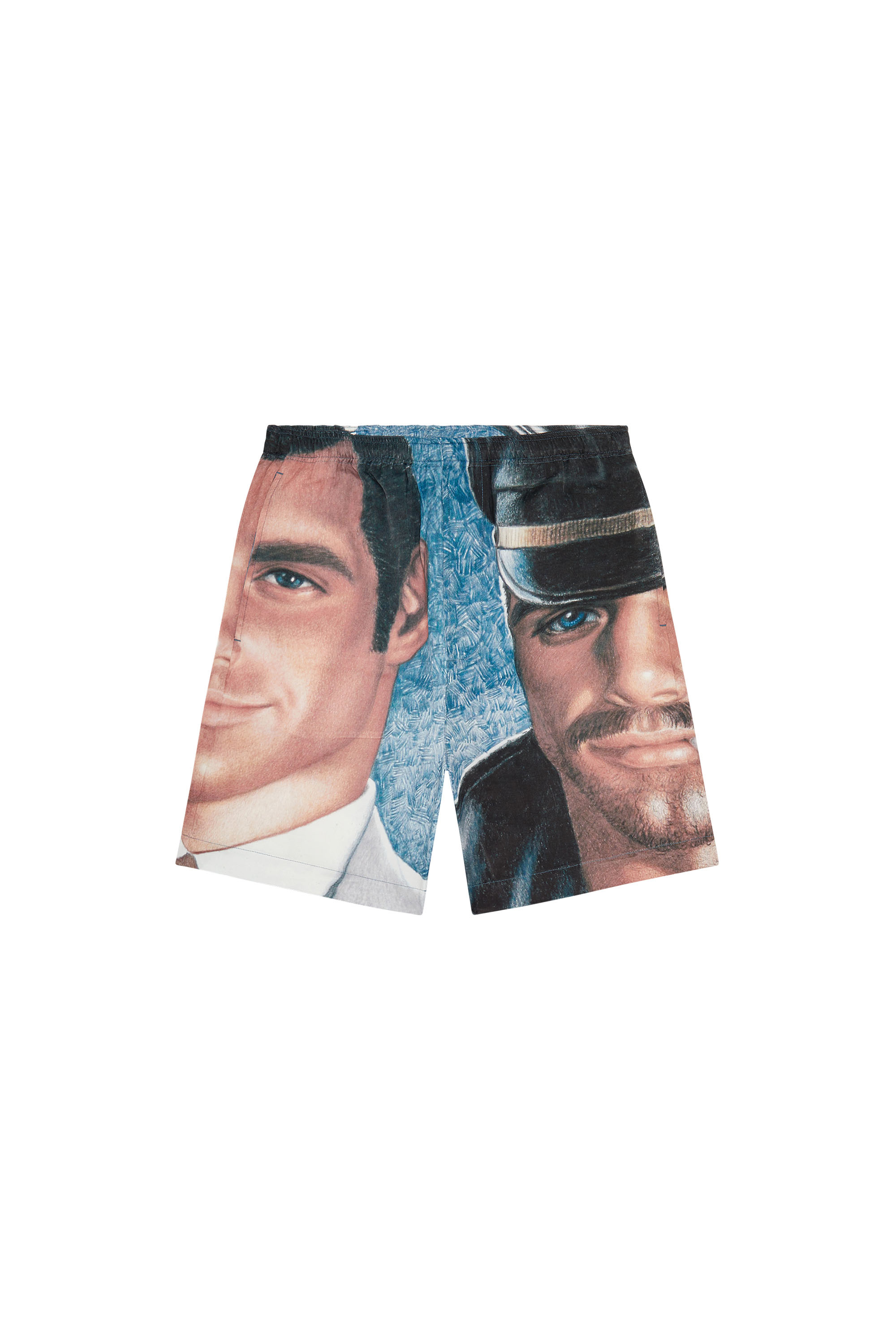 Diesel - PR-P-TOLL-SHO-23A, Pantal&oacute;n corto de sat&eacute;n con estampado all-over Unisex in Azul marino - 2