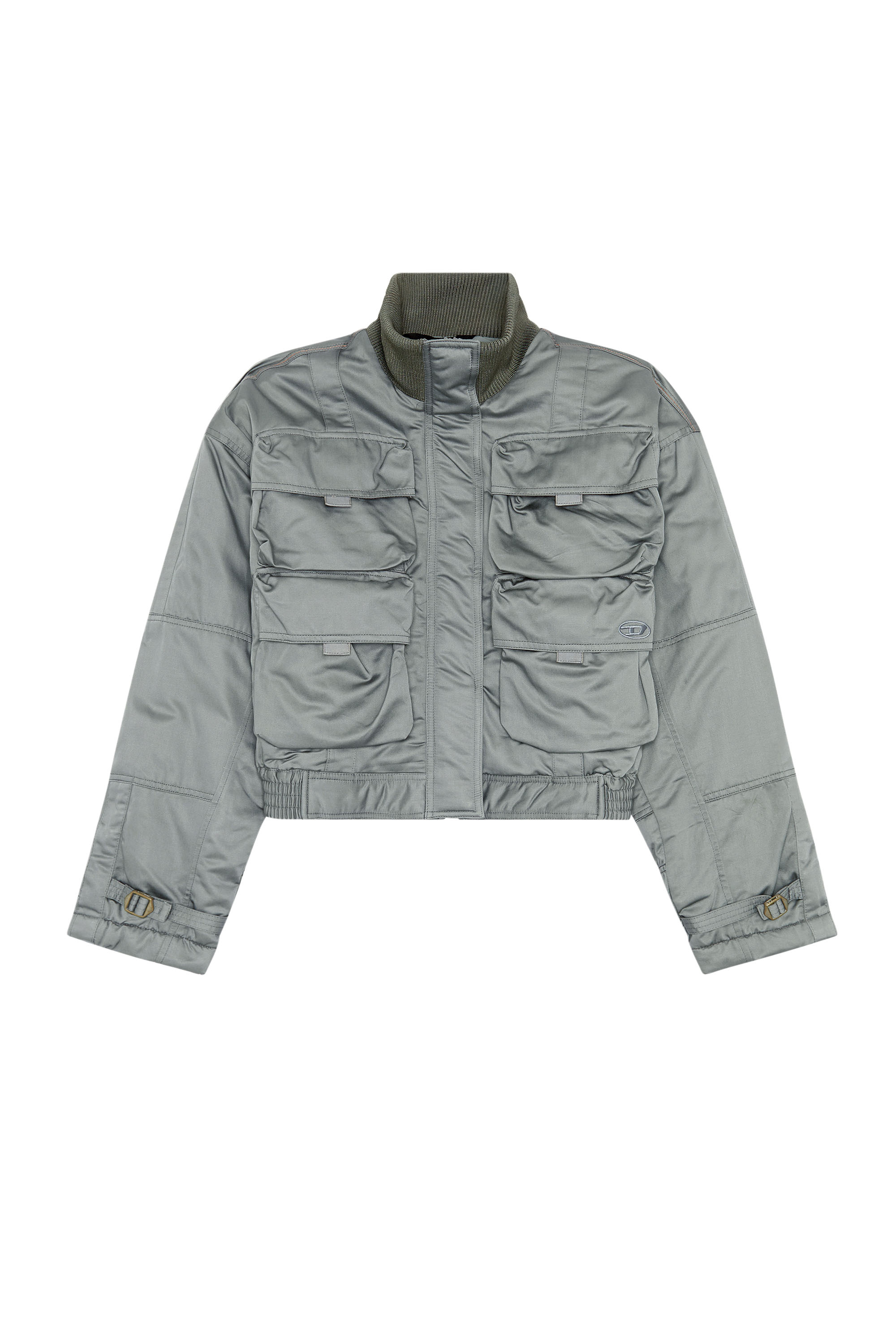 Diesel - G-MILA, Woman's Utility jacket in slub satin in Grey - 2