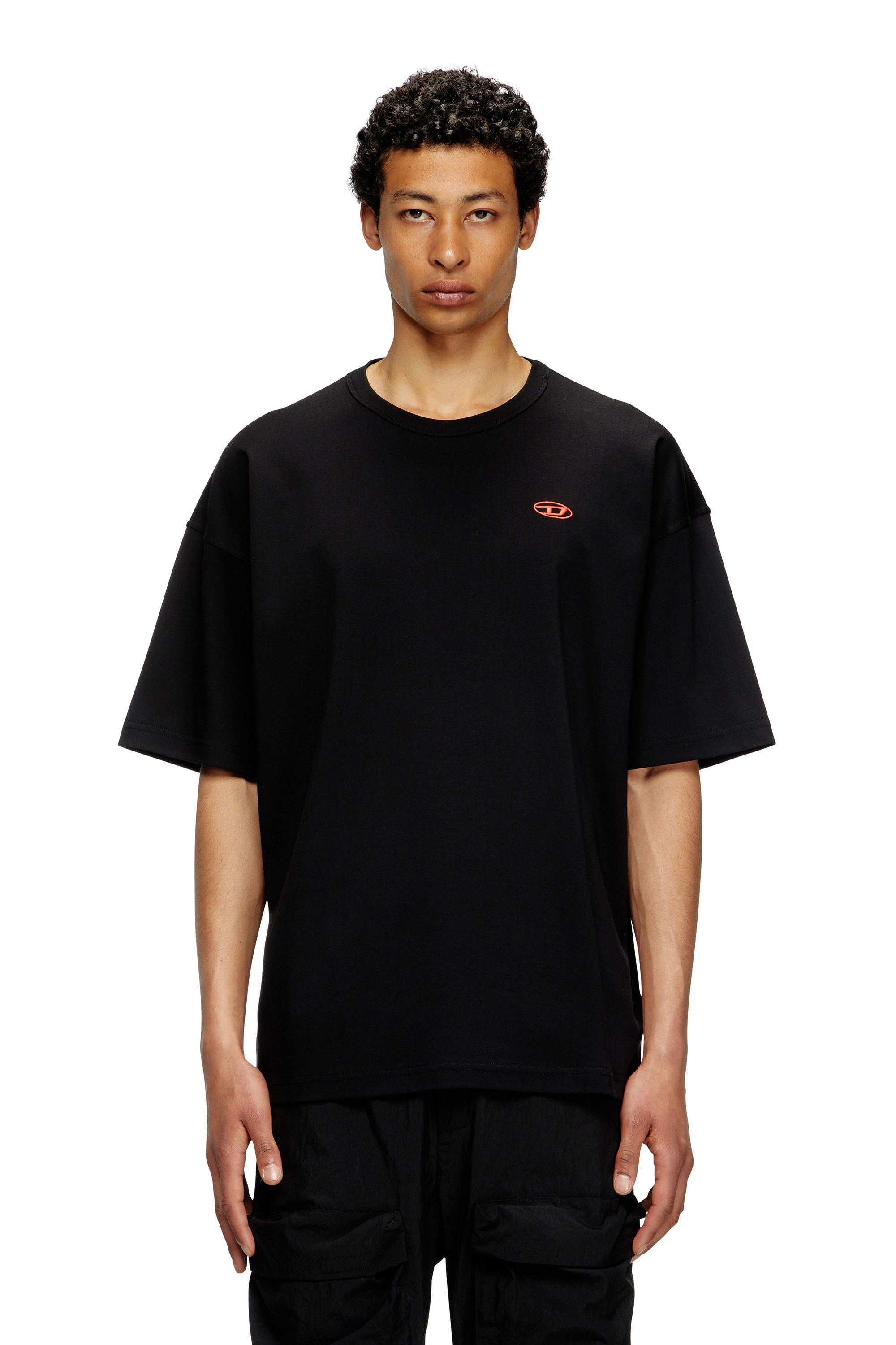 Diesel - T-BOXT-T6, Male's T-shirt with red Oval D in Black - 3