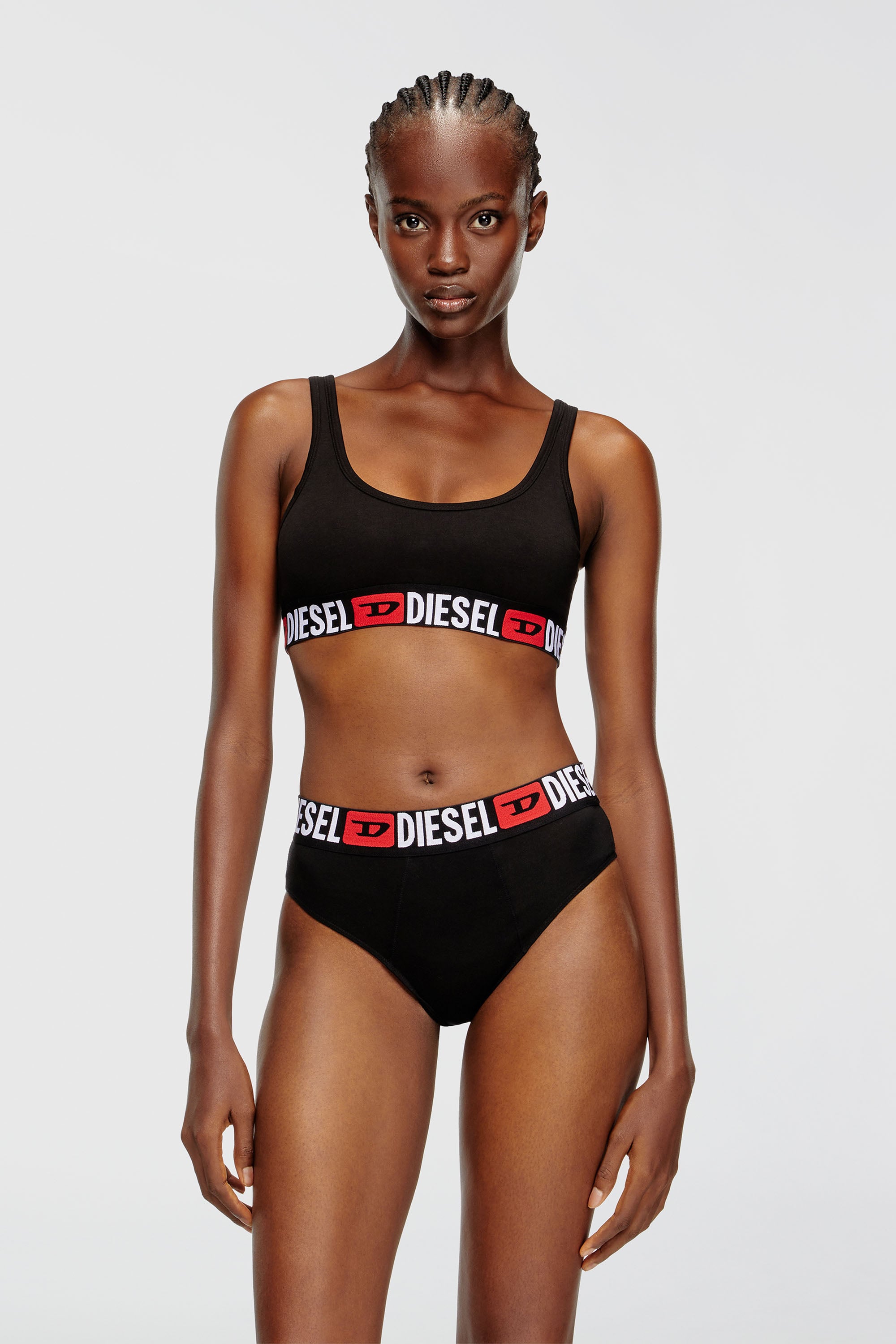 Diesel - UFSB-ORIBA, Bralette con banda con logotipo Mujer in Negro - 1