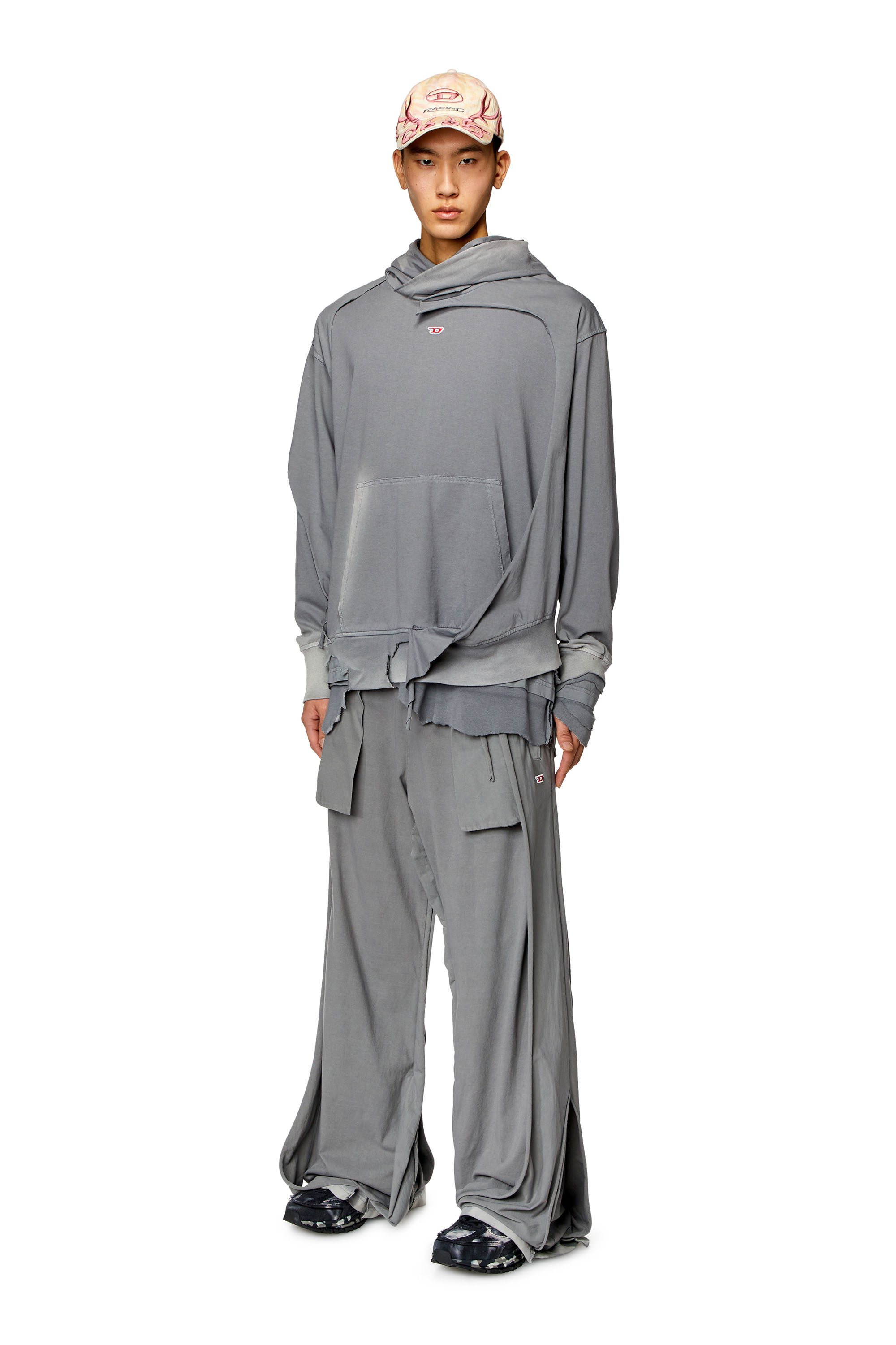 Men's Sweatpants with destroyed peel-off effect | Grey | Diesel