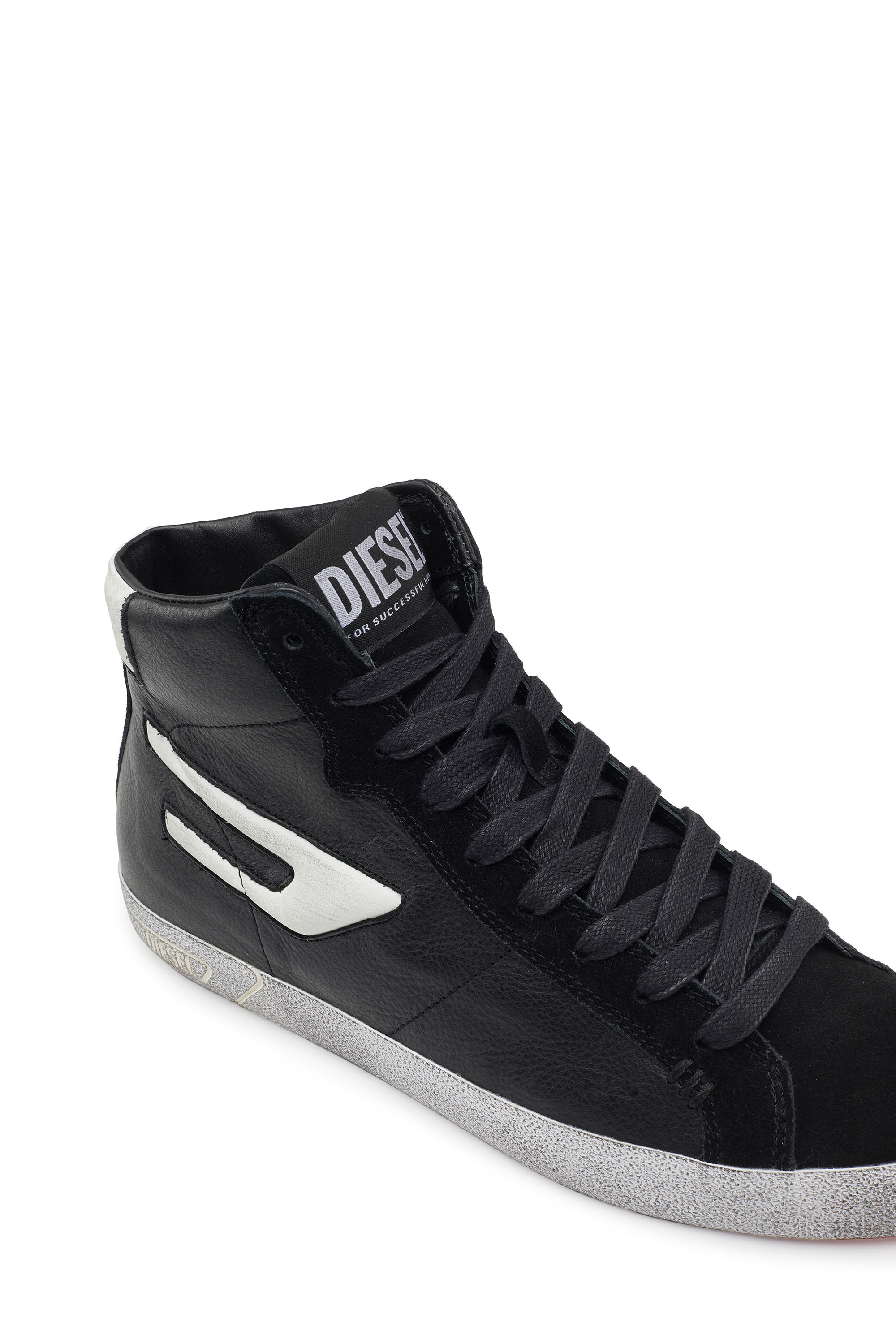 Diesel - S-LEROJI MID W, Woman's S-Leroji Mid W - High-top leather sneakers with D logo in Black - 6