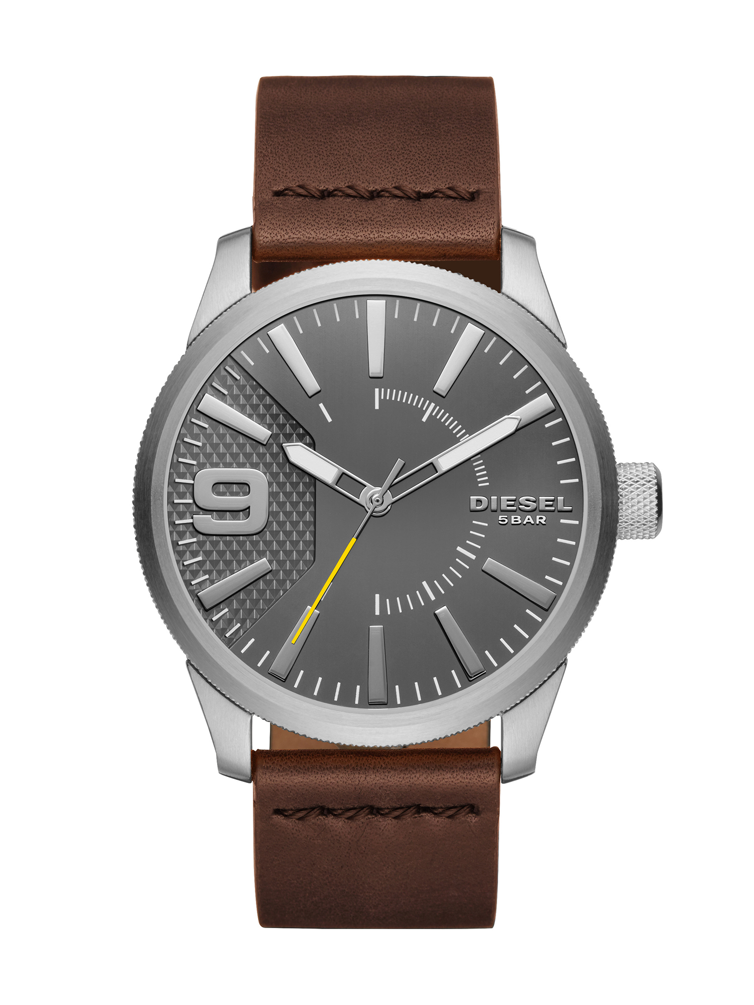 DZ1802 Man: Dark brown leather watch, 46 mm | Diesel