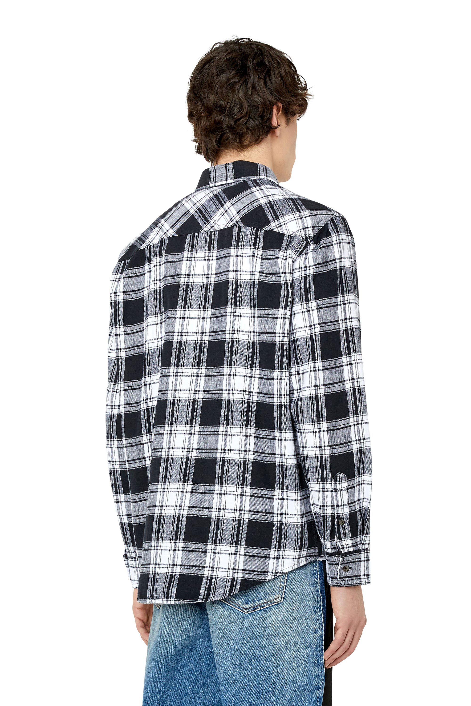 Diesel - S-UMBE-CHECK-N, Man's Check flannel shirt in Black/White - 5