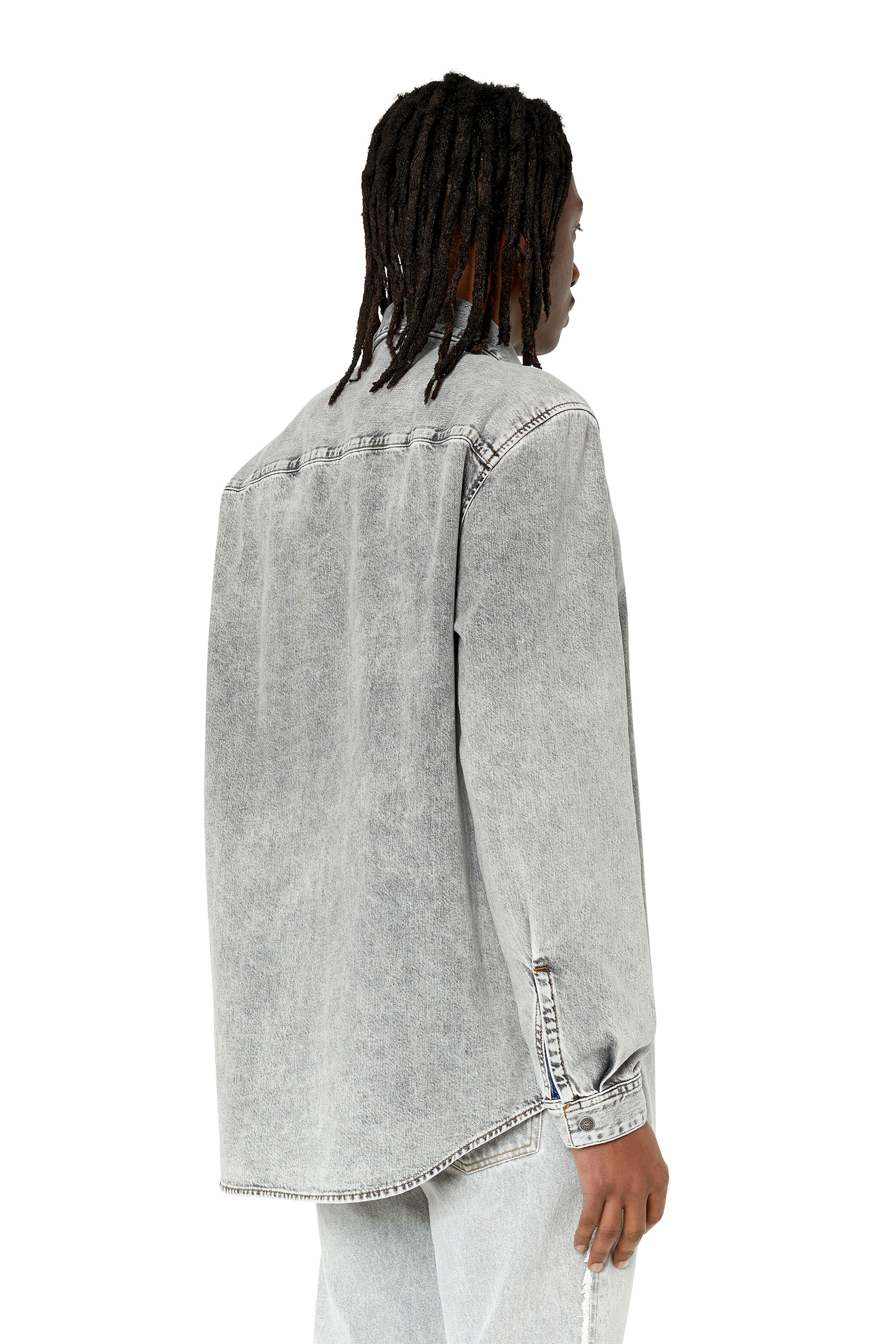 Diesel - D-SIMPLY-RS, Man's Denim shirt with contrast inserts in Light Grey - 5