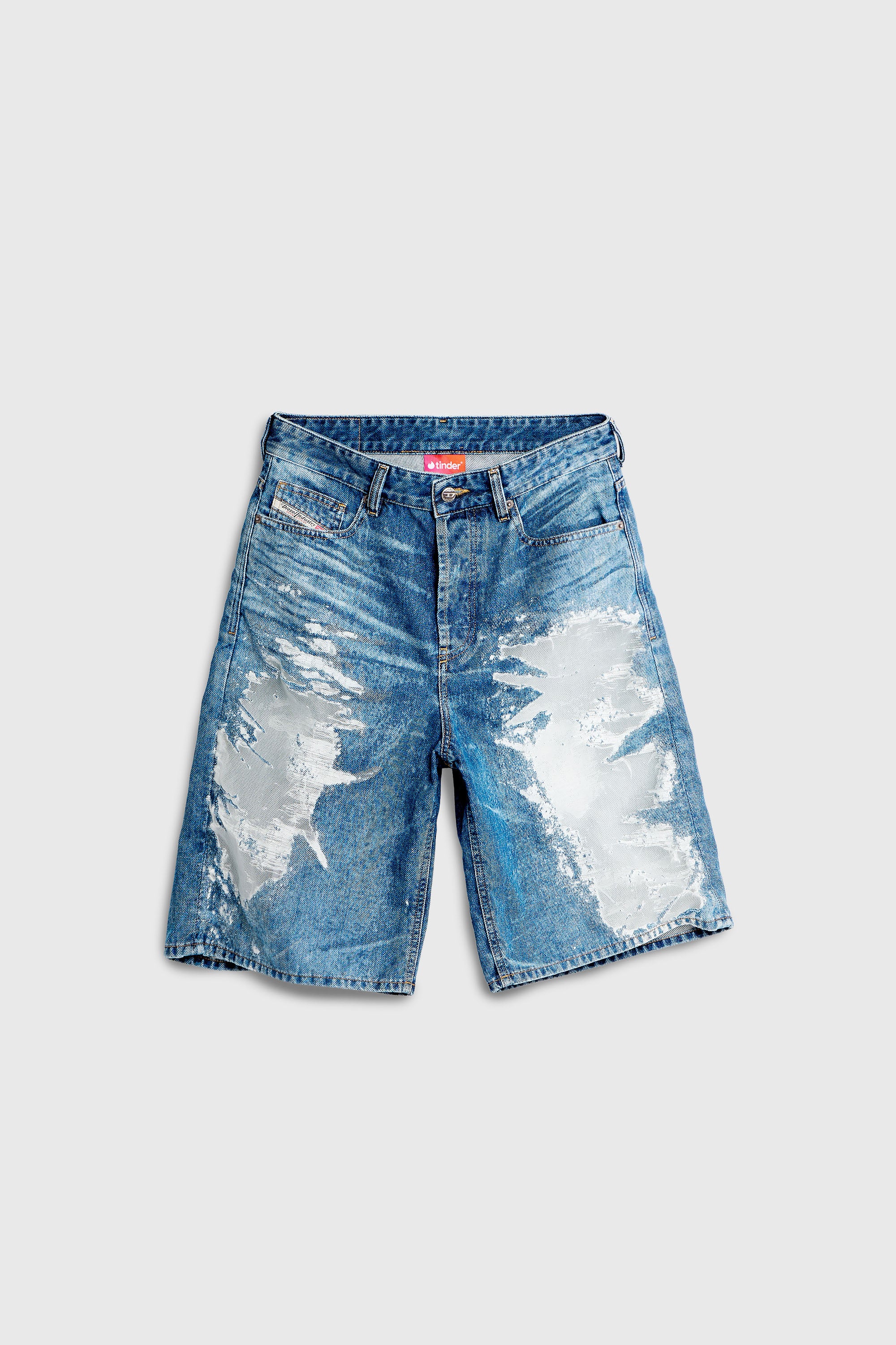 Diesel - PR-DE-SIRE-SHORT, Shorts de denim devor&eacute; Unisex in Azul marino - 2