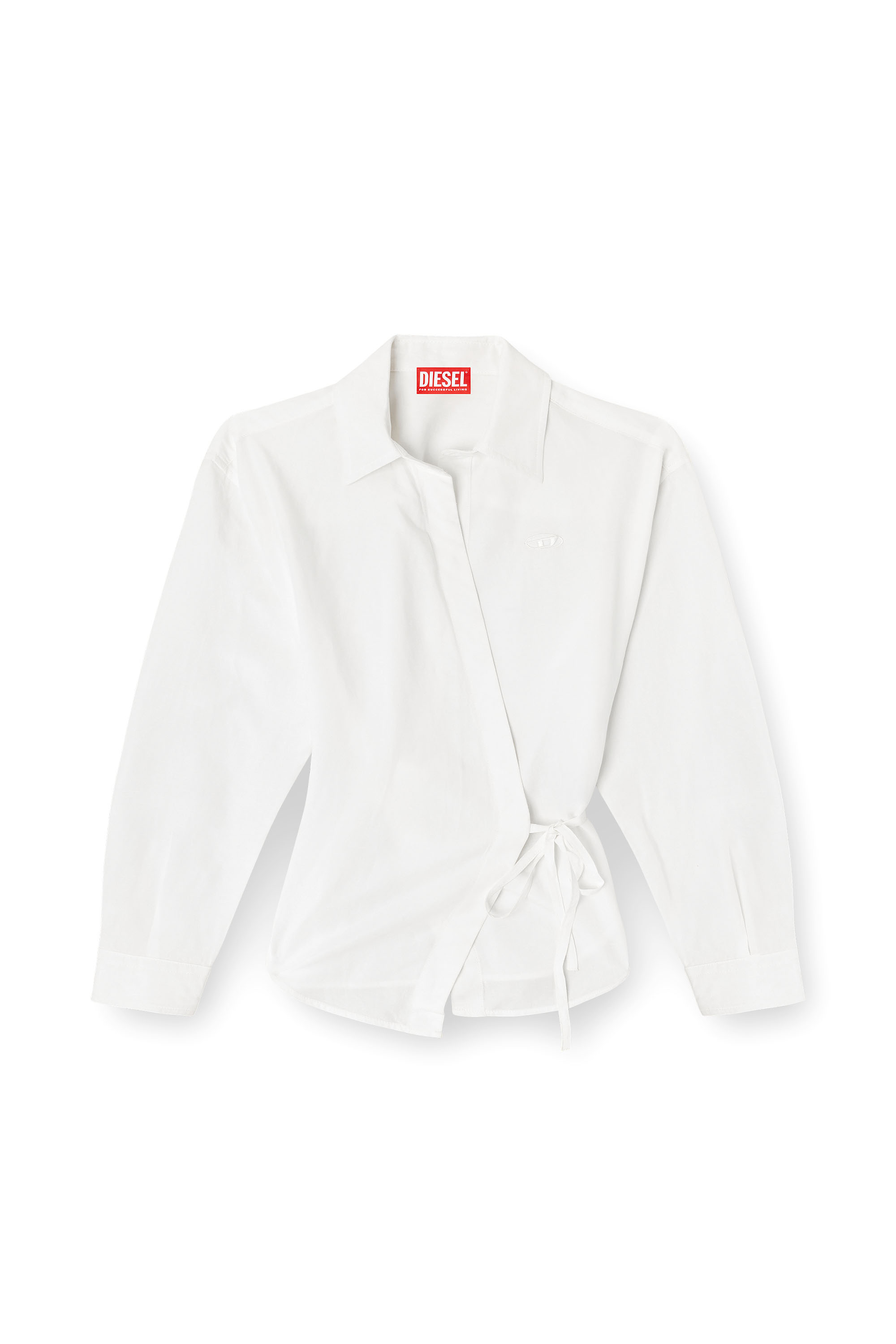 Diesel - C-DELPHOS-S3, Female's Linen-blend shirt with wrap closure in White - 3