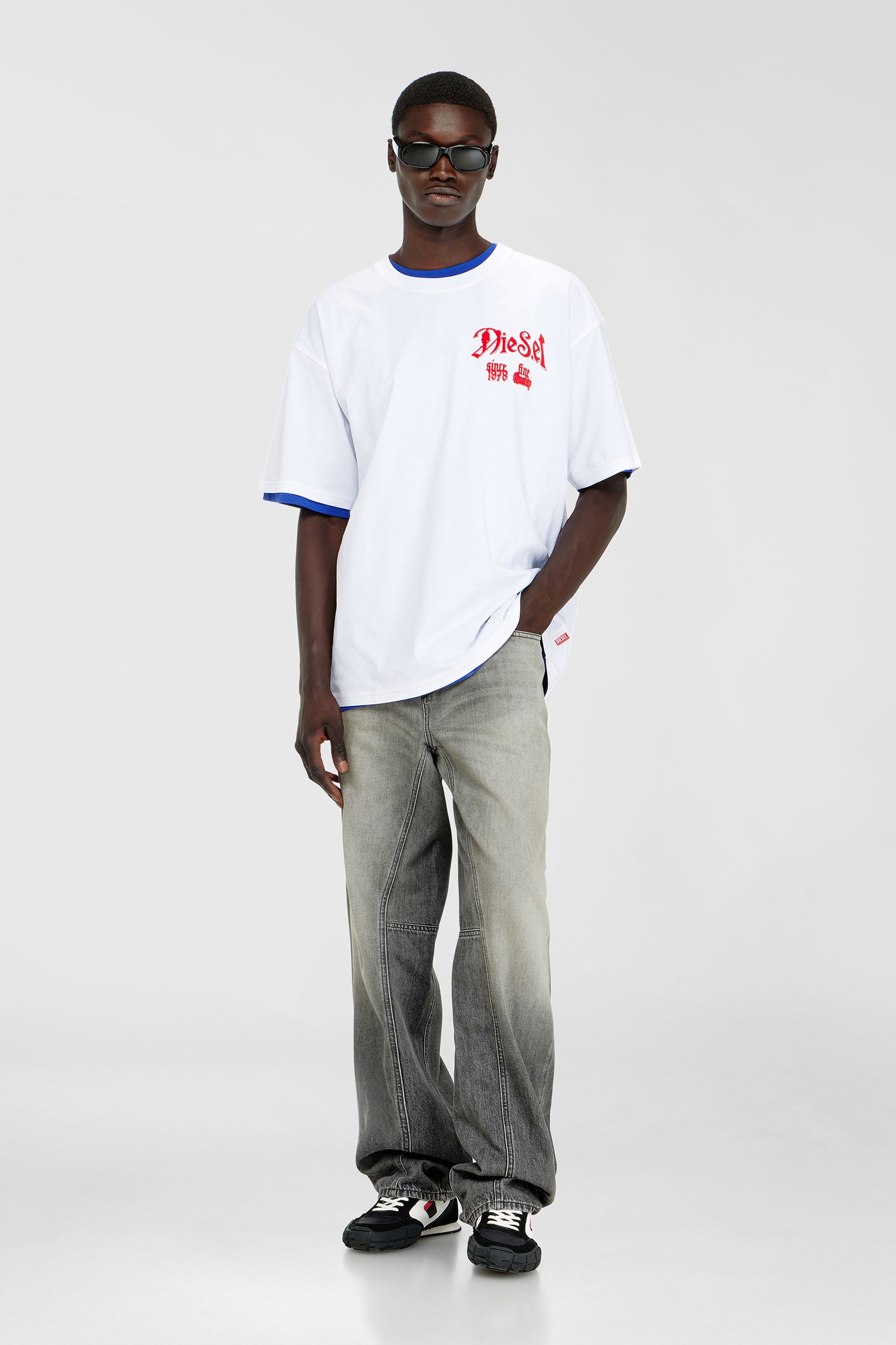 Diesel - T-BOXT-AA2, Male's Cotton T-shirt with flock graphic in White - 2