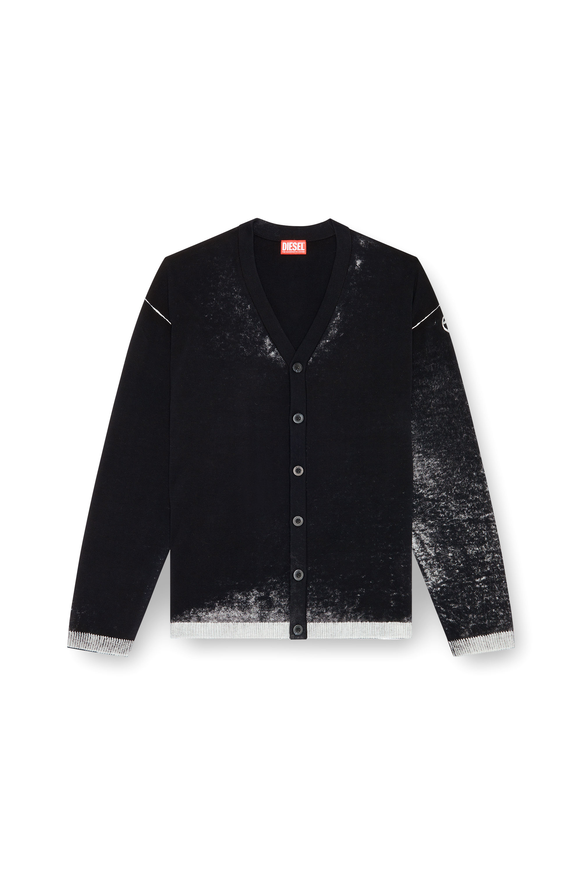 Diesel - K-LARENCE-CARDIGAN-B, Male's Reverse-print cotton cardigan in Black - 2