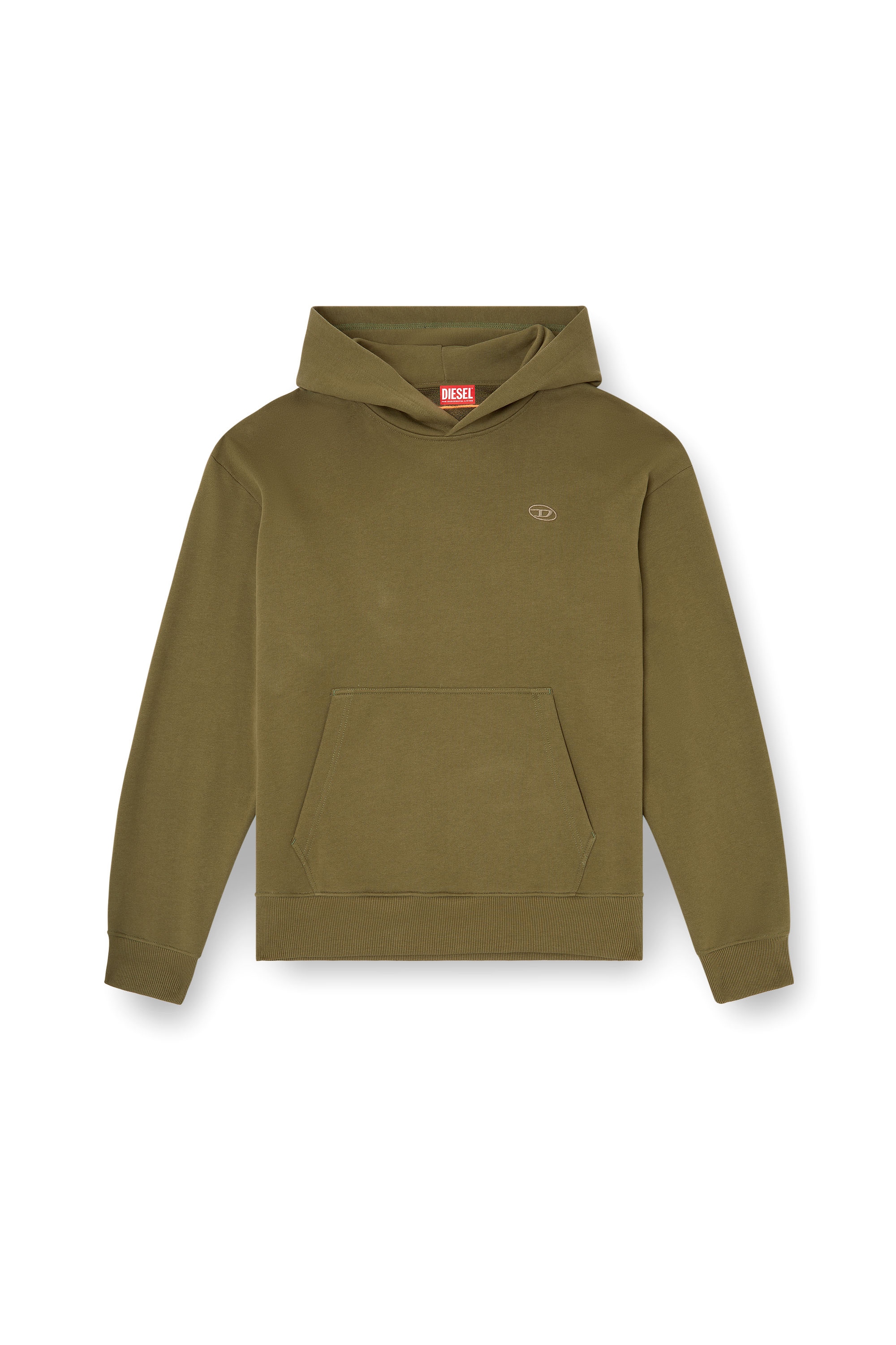 Diesel - S-MACS-HOOD-MEGOVAL-D, Sweat-shirt à capuche avec logo brodé Homme in Vert - 4