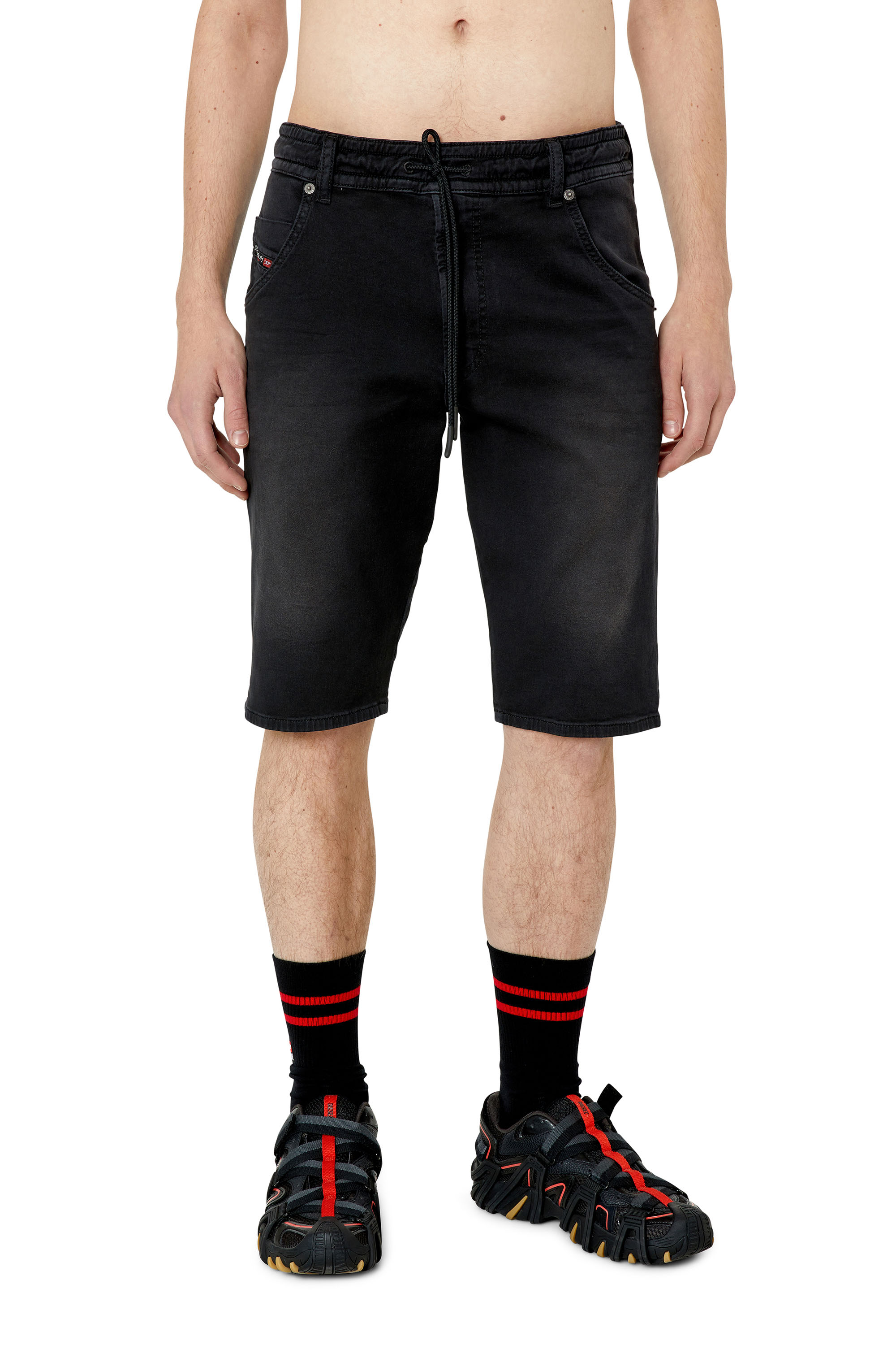 Diesel - D-KROOSHORT-Z JOGGJEANS, Man's Coloured shorts in JoggJeans&reg; in Black/Dark grey - 3