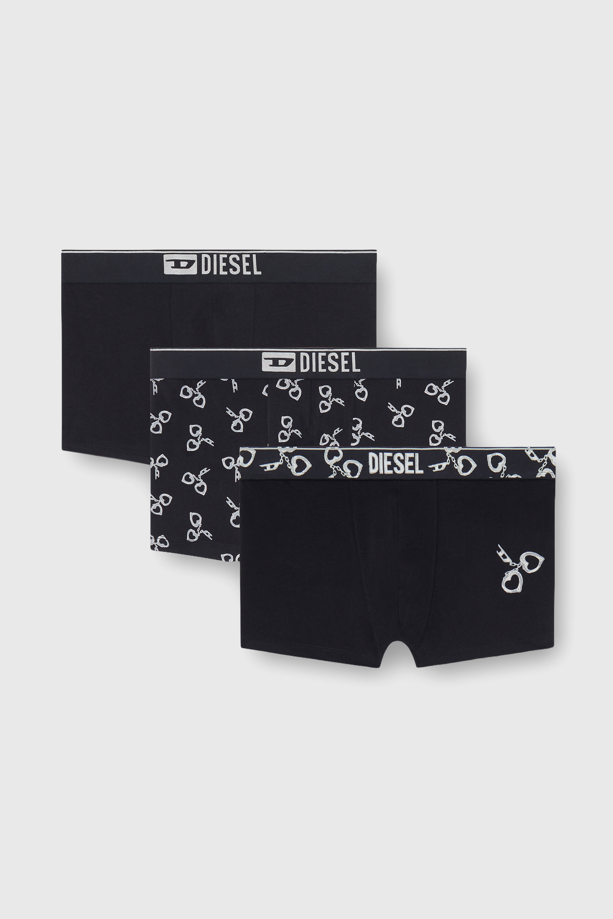 Diesel - DAMIEN-GFT-3PACK, Male's Three-pack boxer briefs with handcuff motif in Black - 1