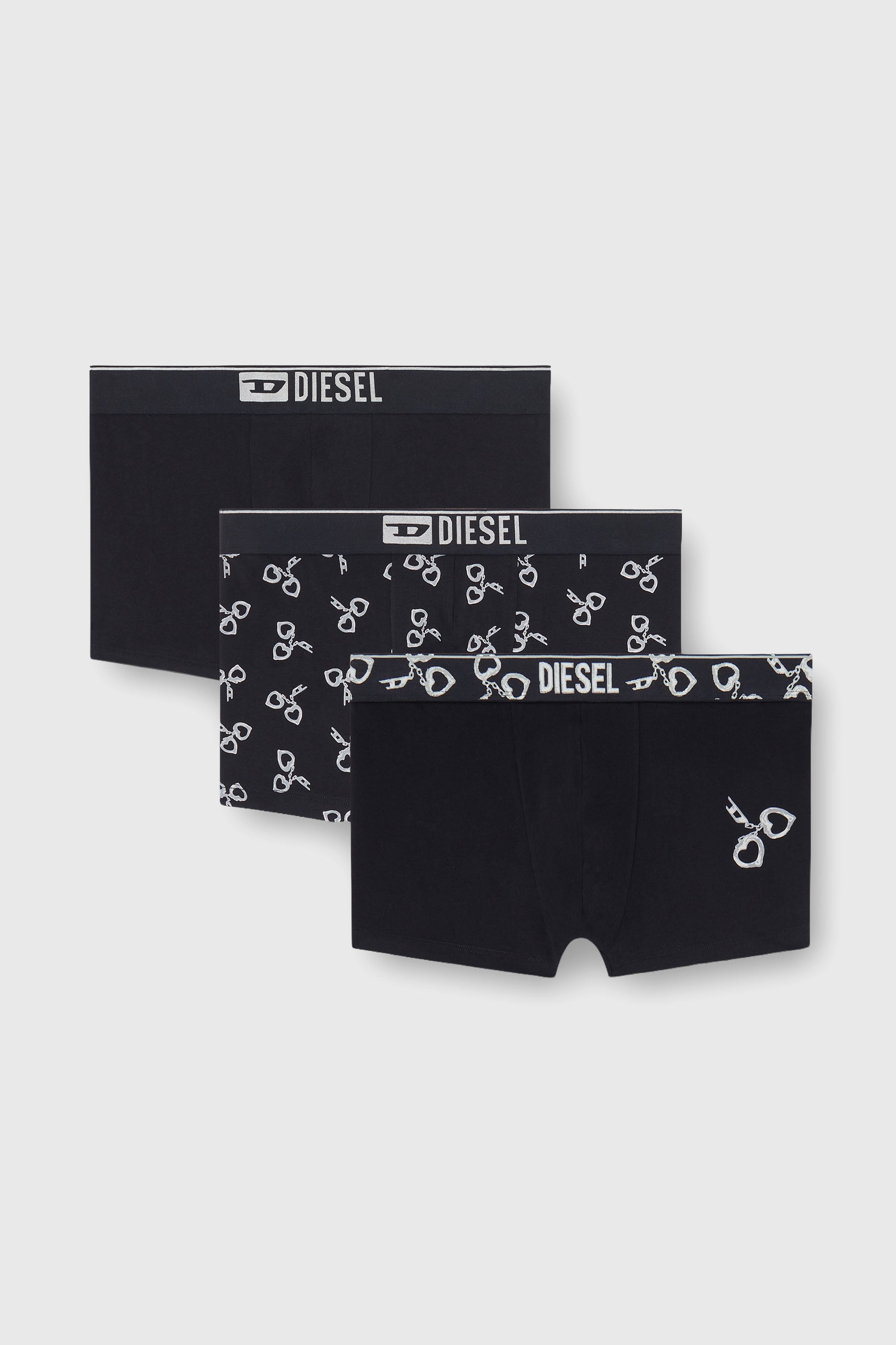 Diesel - DAMIEN-GFT-3PACK, Man's Three-pack boxer briefs with handcuff motif in Black - 4