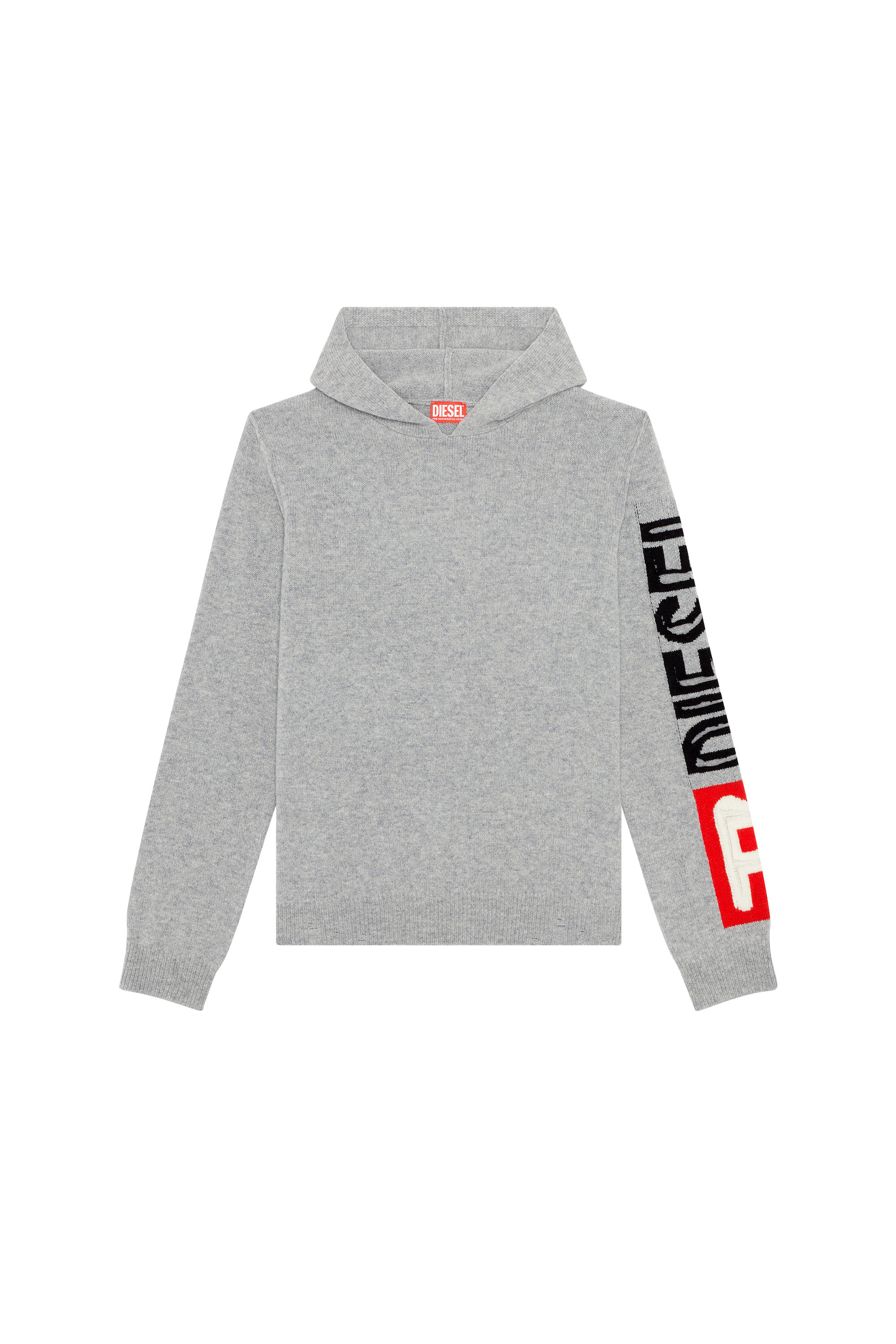 Diesel - K-TELENDO, Man's Wool hoodie with cut-up logo in Grey - 2