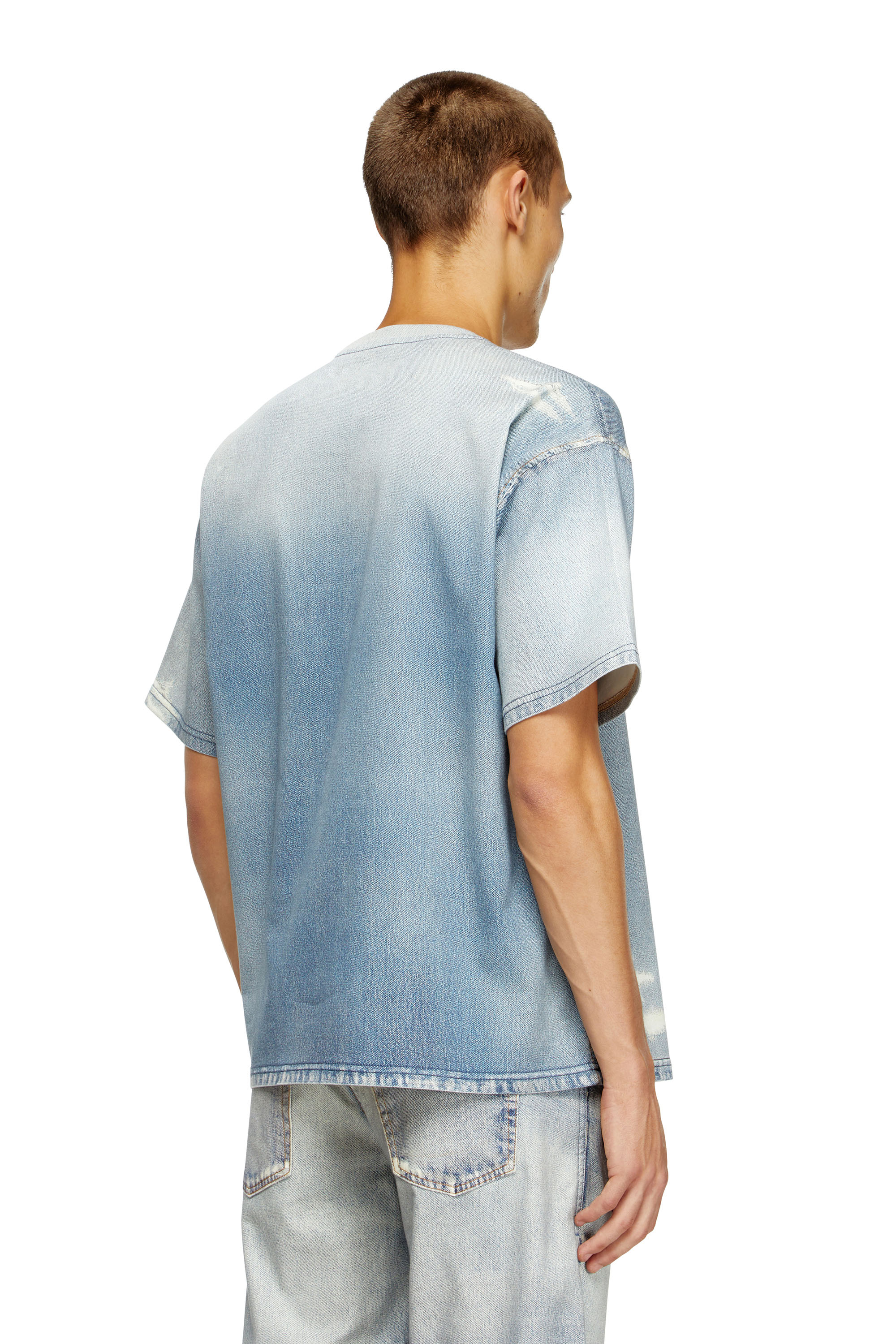 Diesel - D-BOX JOGG, Male's T-shirt in printed bleach-effect JoggJeans in Light Blue - 4