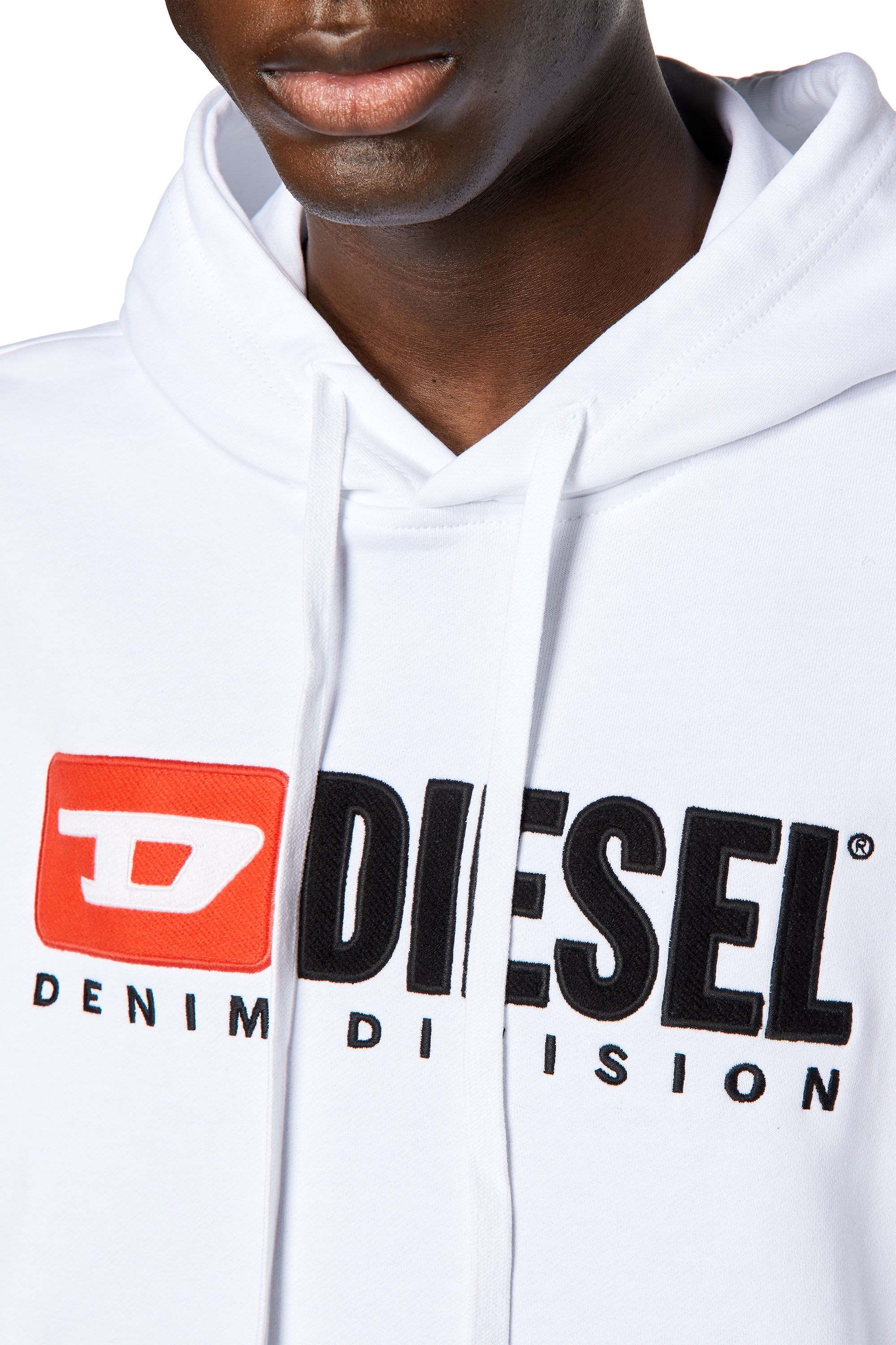Diesel - S-GINN-HOOD-DIV, Man's Hoodie with logo appliqu&eacute; in White - 5