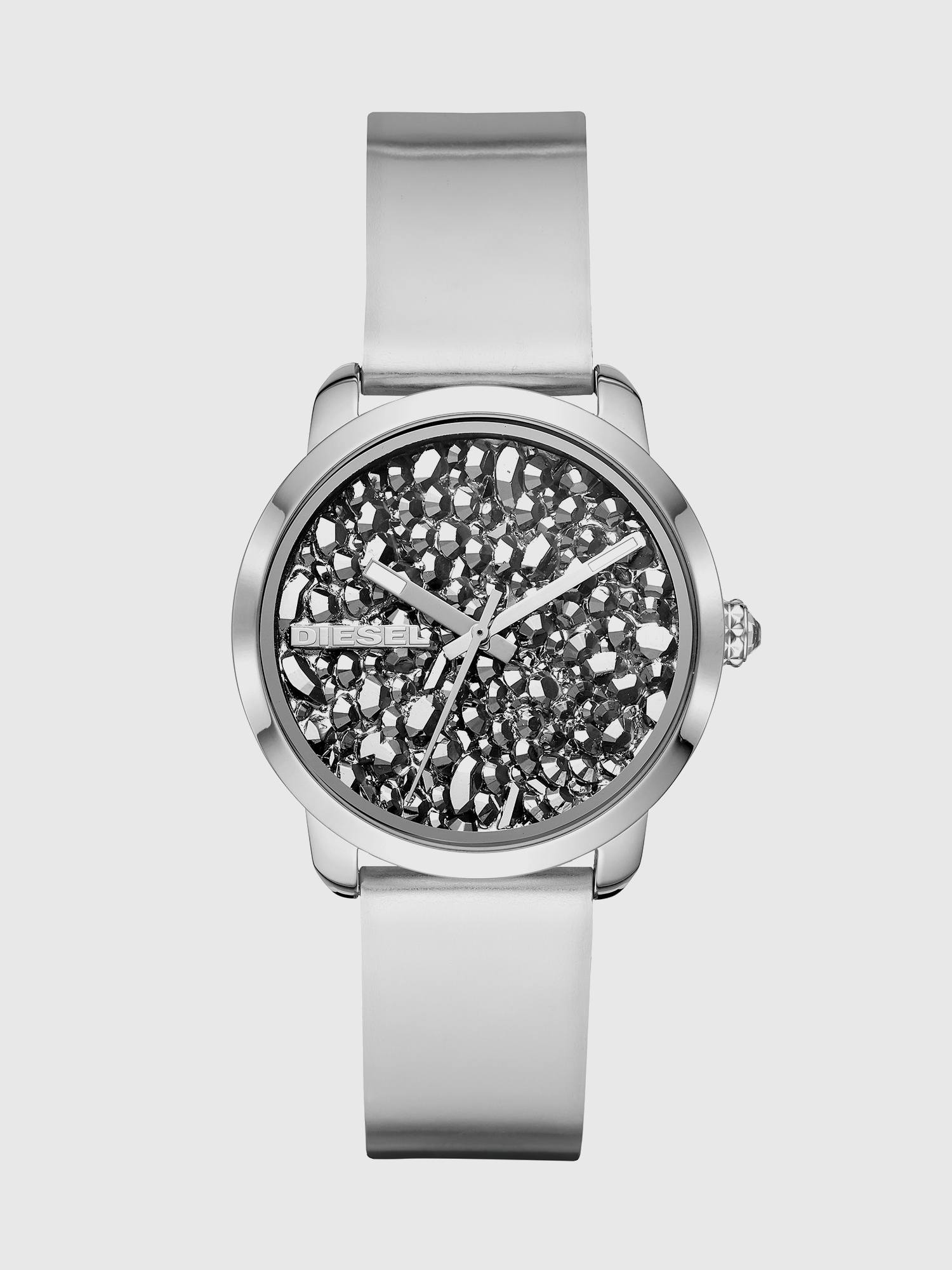 Flare Rocks reloj con correa en piel plateada