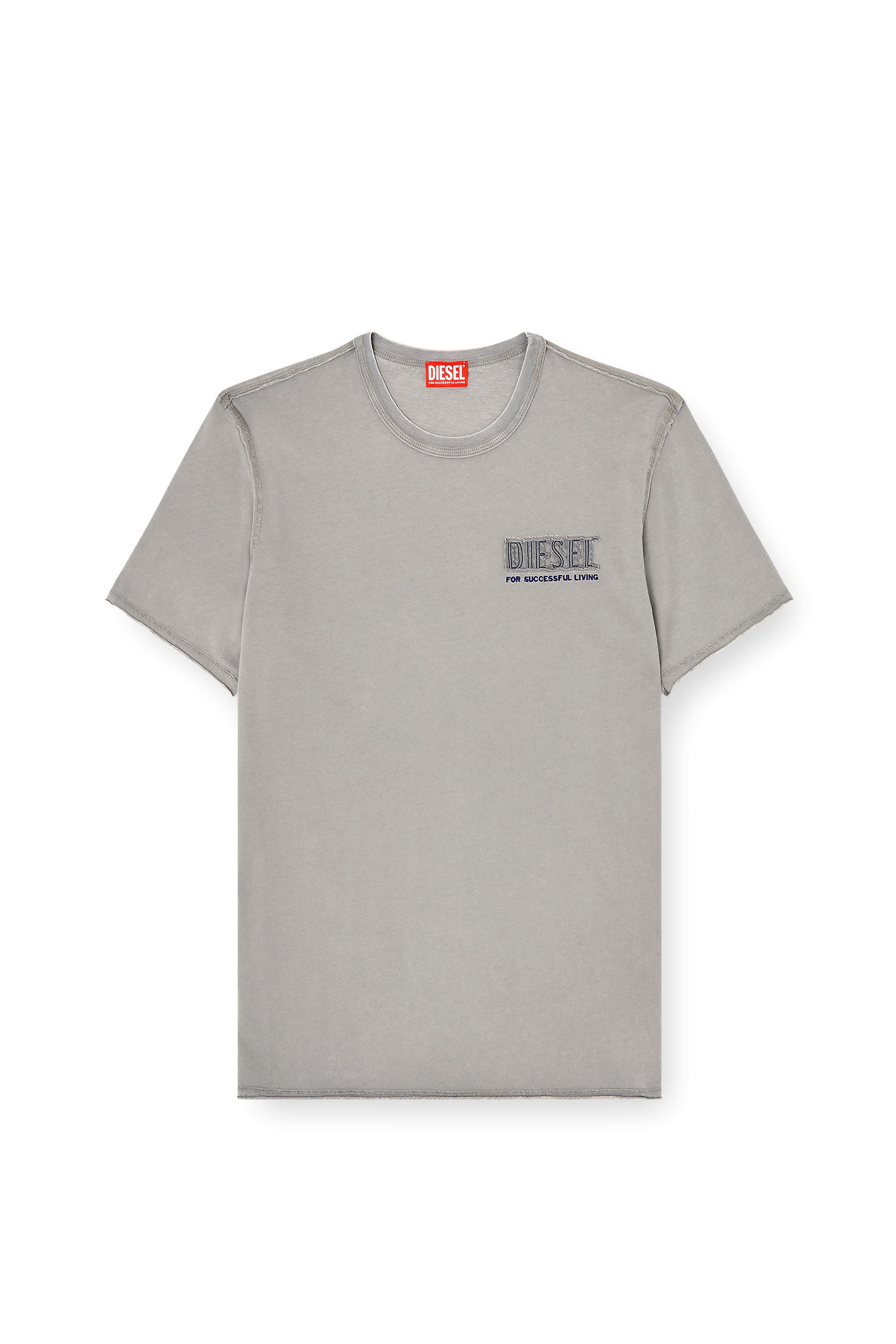 Diesel - T-RAWJUST-V1, T-shirt délavée à l'acide avec bords bruts Homme in Gris - 3
