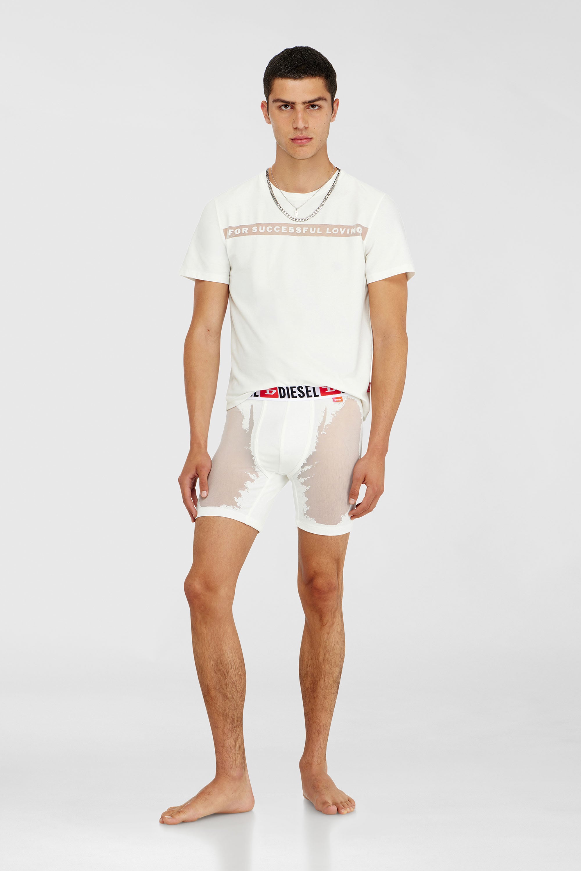 Diesel - PR-MAX-D-CORE, Male's Boxer briefs with sheer devor&eacute; effect in White - 1