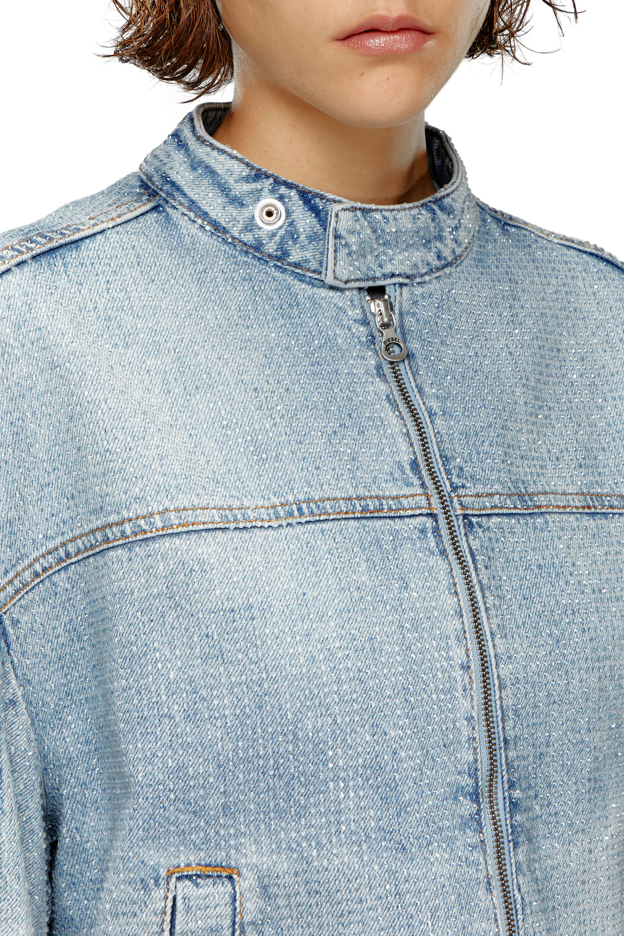 Diesel - DE-MARGE-FSE, Veste oversize en denim cristal Femme in Bleu - 4