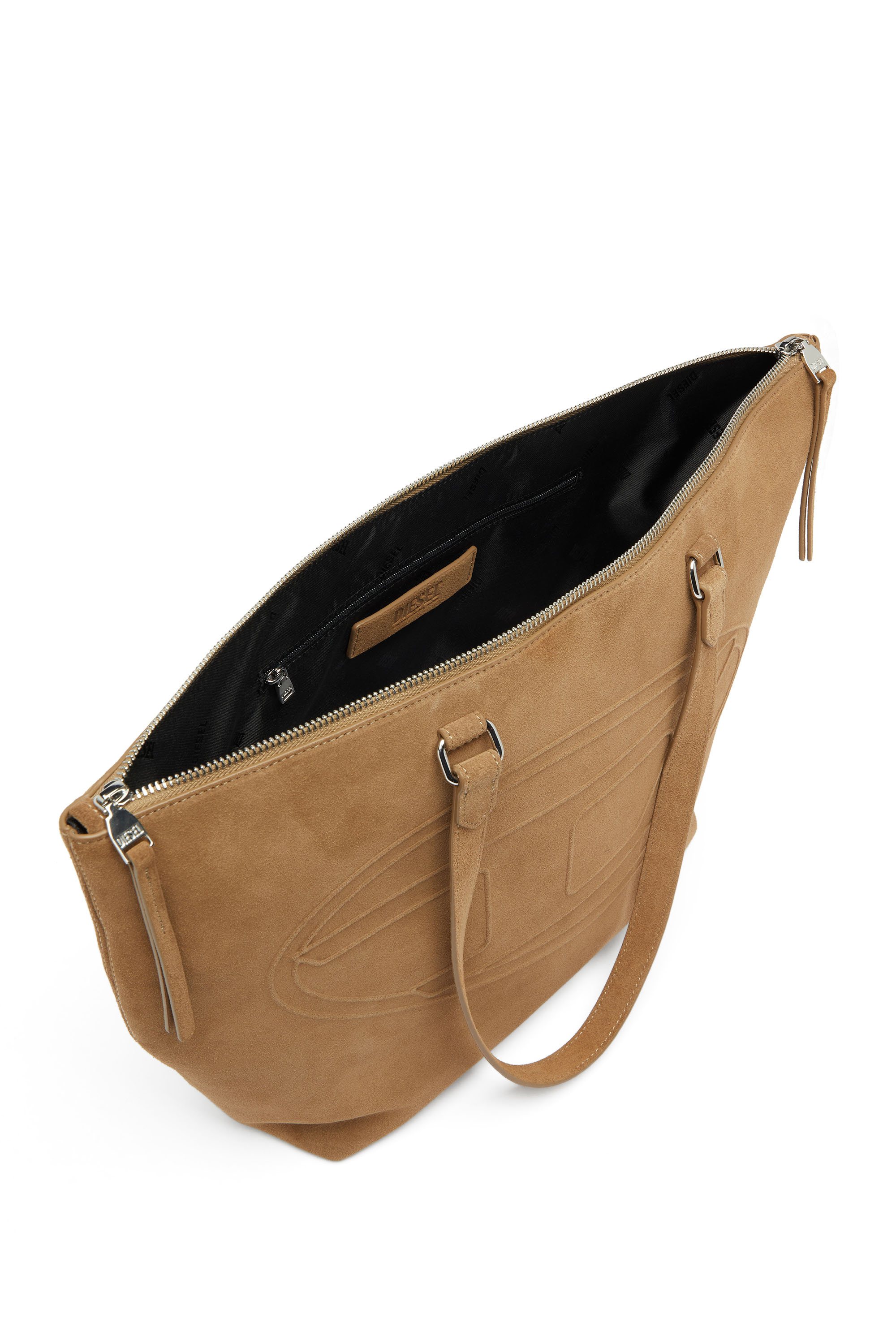 Diesel - 1DR DOME TOTE E/W, Unisex's 1DR Dome-Suede tote with Oval D Logo in Camel - 3
